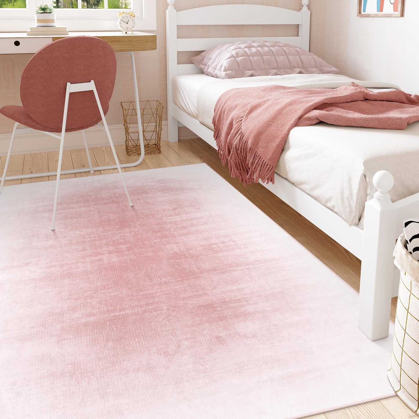 Contemporary Ombre Nursery Rug Washable Non-Slip