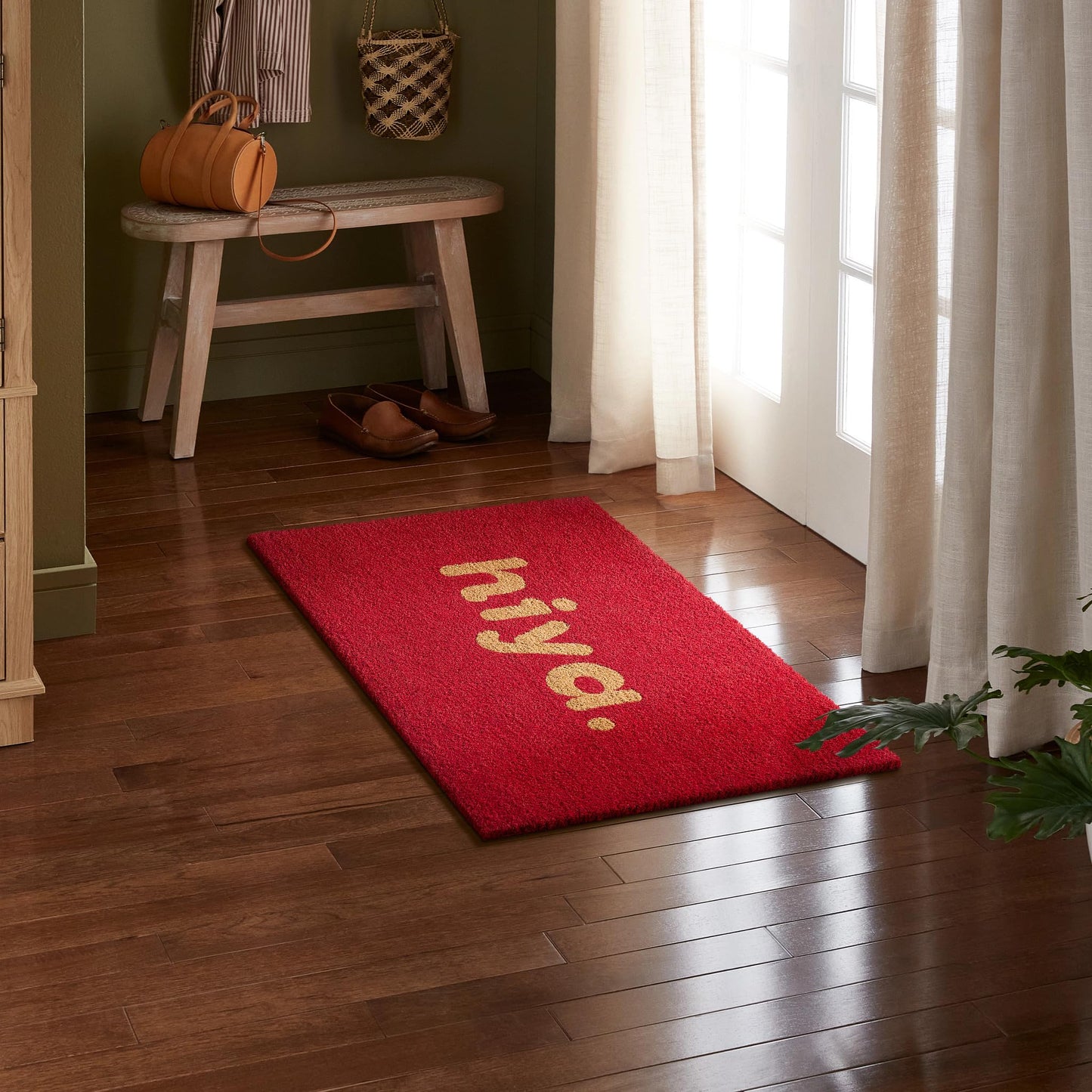 Hiya Painted Welcome Door Mat - Heavyweight Non-Slip Mat, 24"x36"