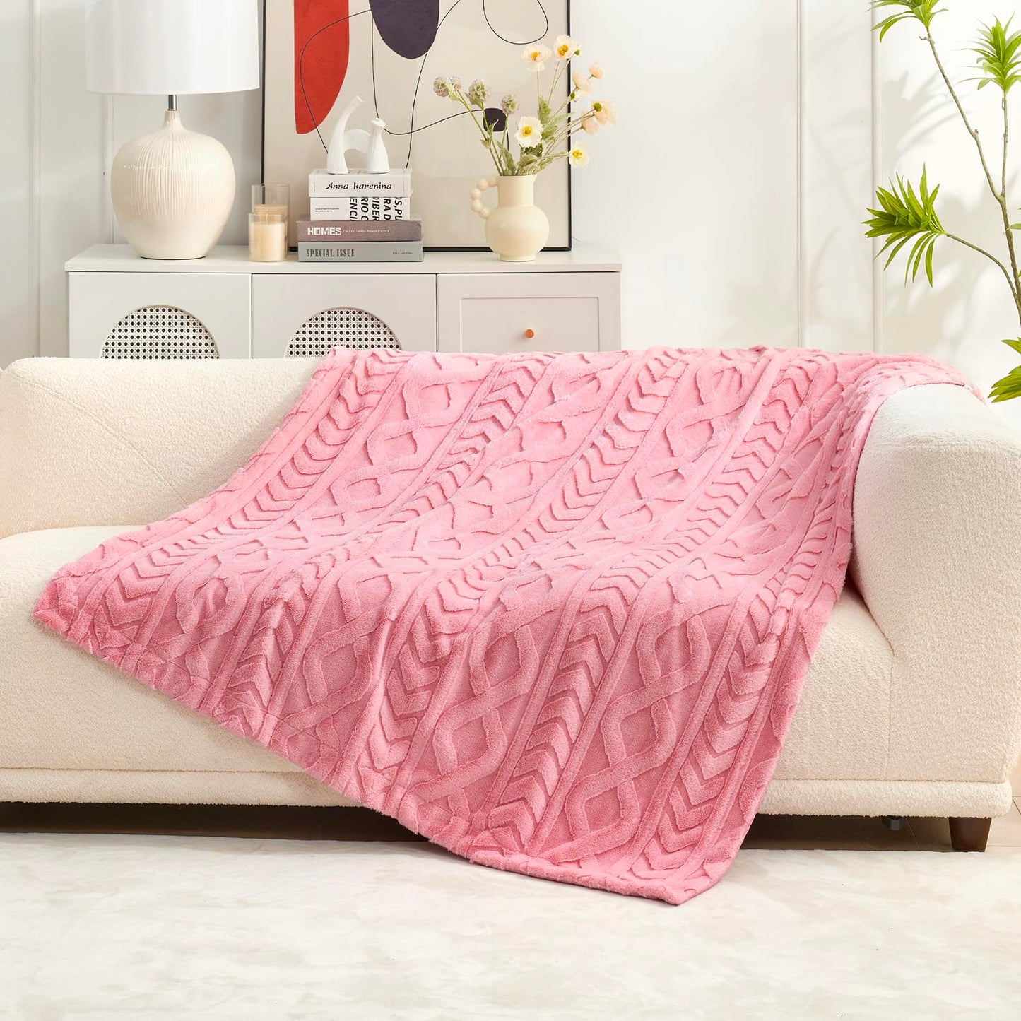 Cozy Bliss Faux Fur Throw Blanket Cozy Warm Plush Striped