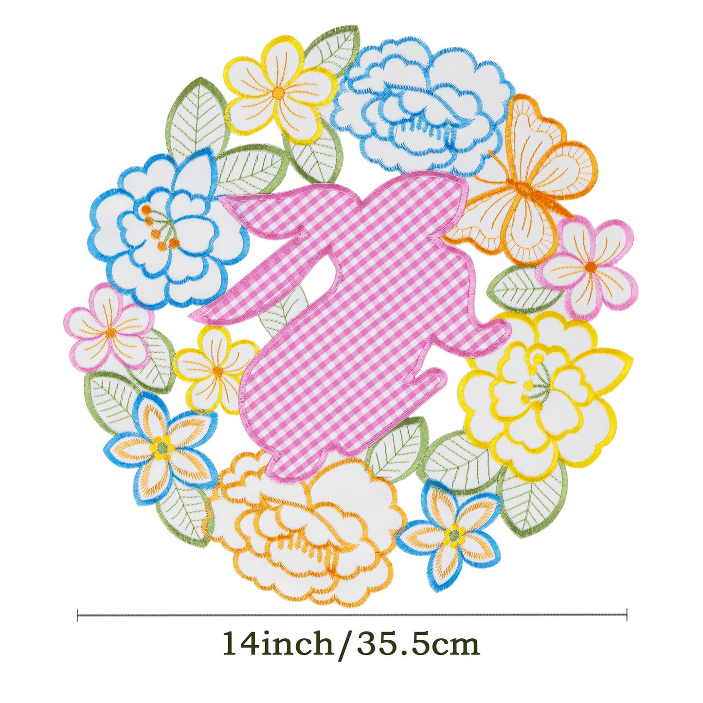 Cutwork Embroidered Plaid Easter Rabbits Florals Table Runners, Placements Dining Home Table Decorations