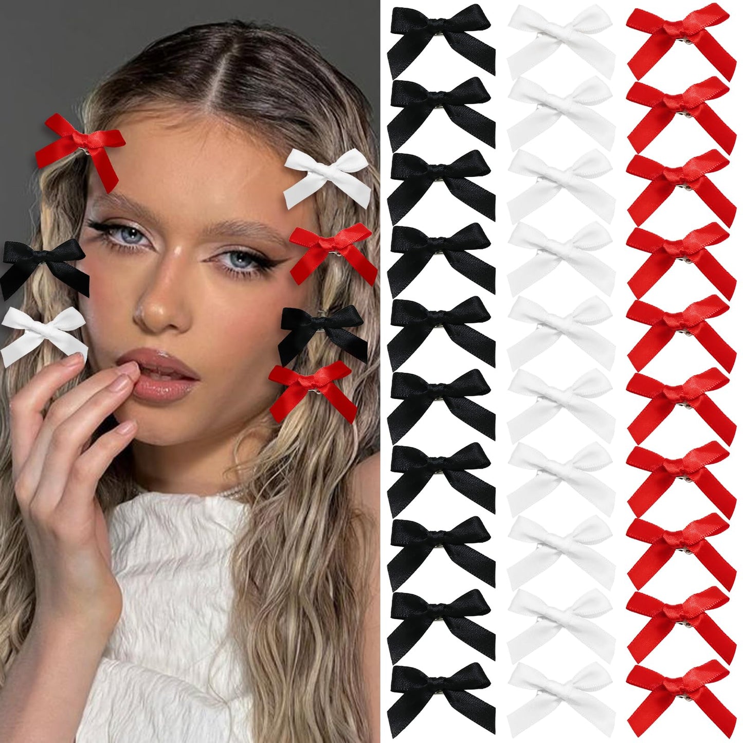 Mini 20PCS Bowknot Ribbon Barrettes - Cute Claw Clips Hair Accessories