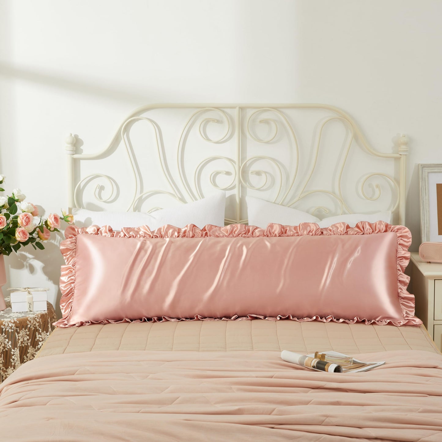 Princess Silky Satin Ruffled Pillow Cases Room Decoration