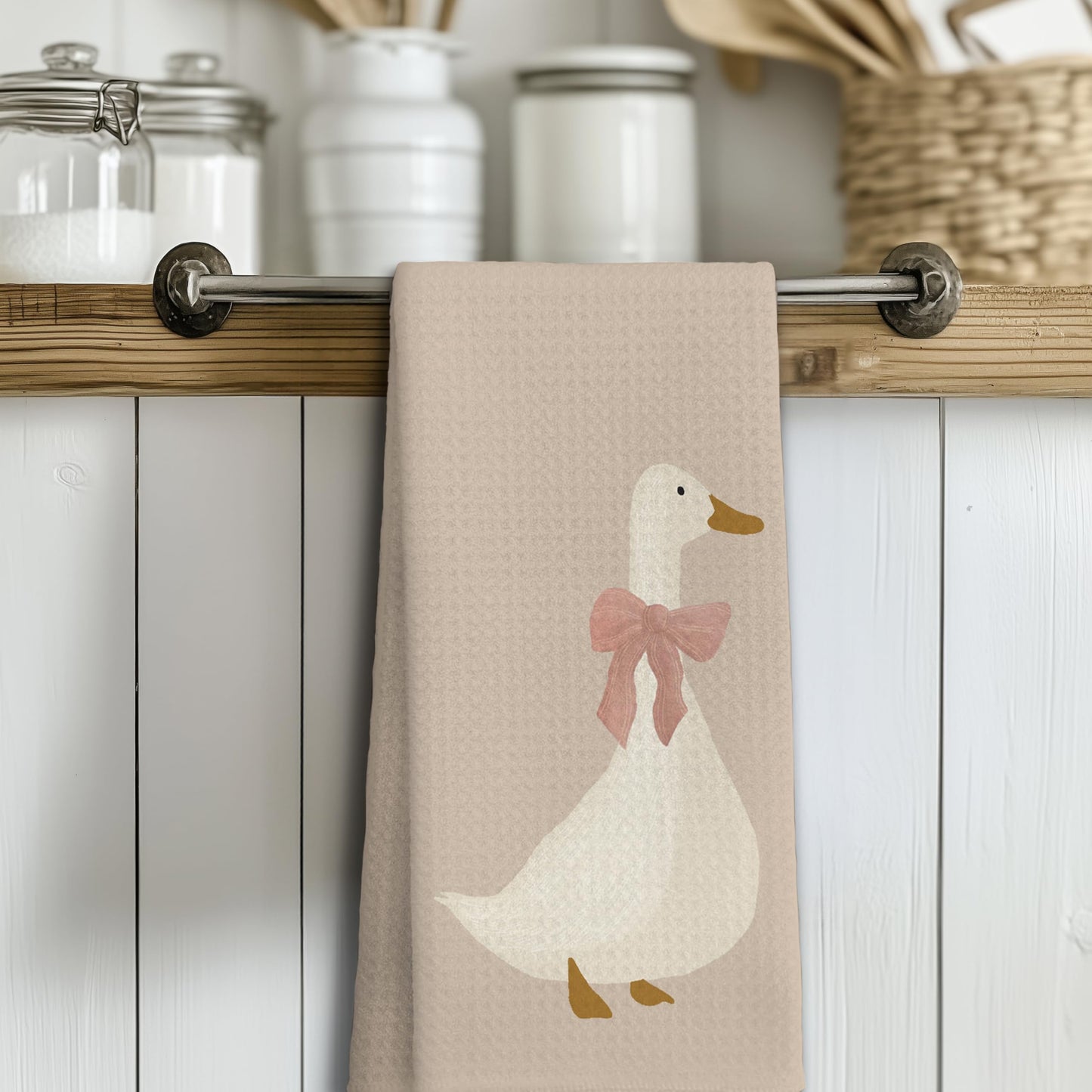 Pink Coquette Bow Goose Decorative Hand Towels 16x24 Inches