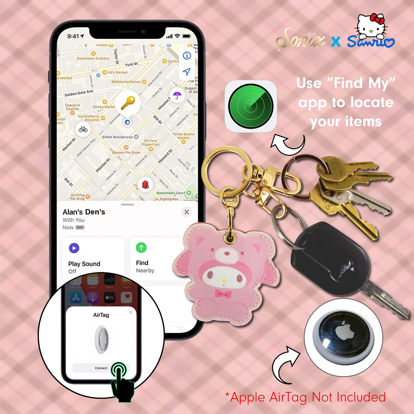 Sonix x Sanrio Character Keychain Case Compatible with Apple AirTag