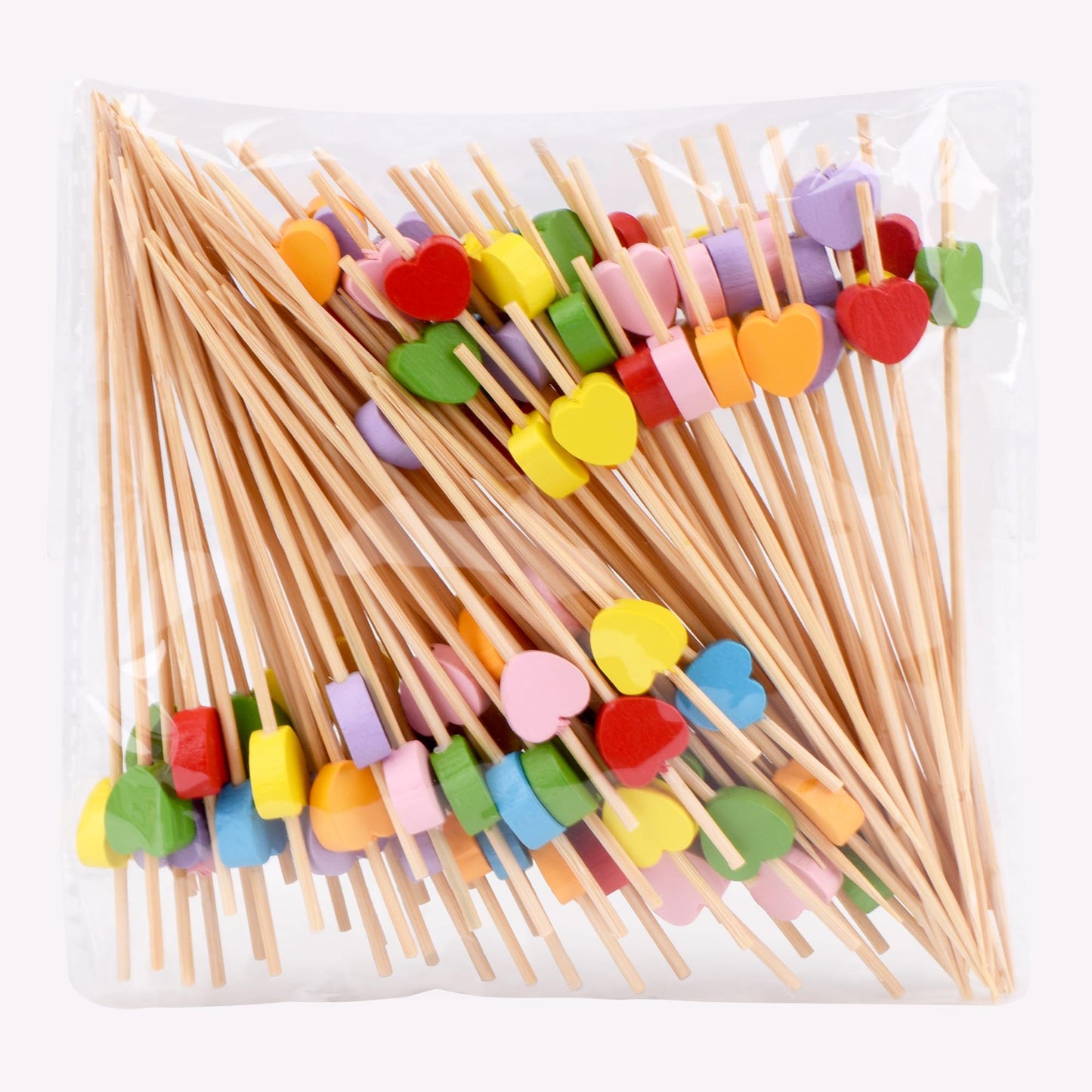 Heart-Shaped Bamboo Cocktail Picks – Natural Toothpicks for Appetizers, Fruit, Desserts & Sandwiches 100-Pack