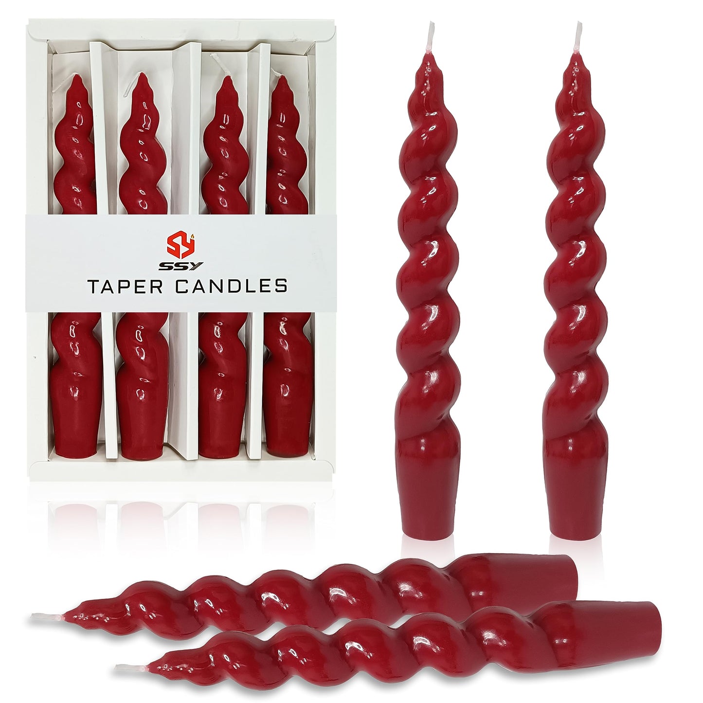 Spiral Taper Candles – Handmade & Unscented (Set of 2) 7.5"