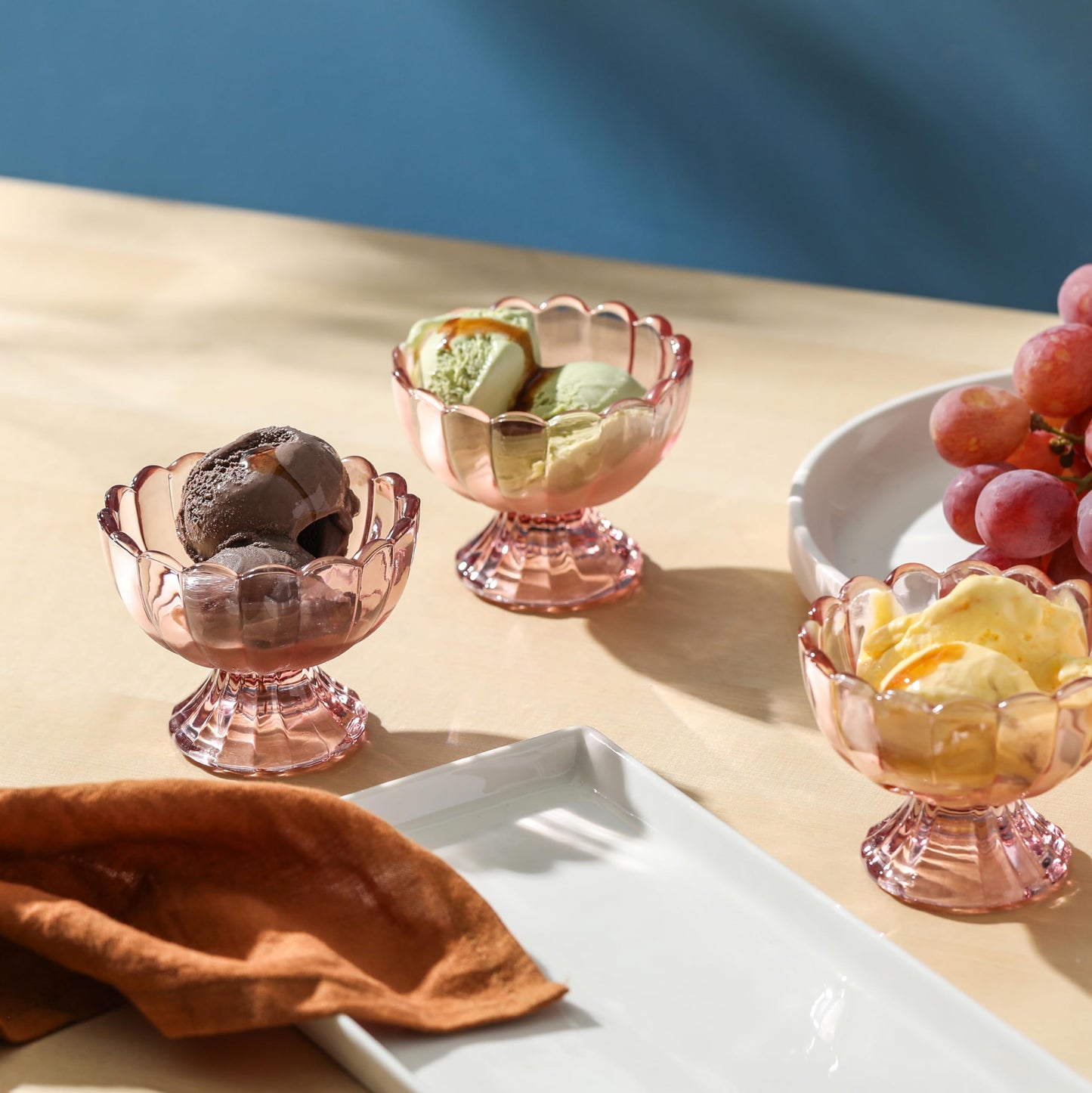 Set of 5oz Footed Tulip Glass Dessert Cups – Perfect for Ice Cream, Sundaes, Fruit, Snacks, Cocktails & Holiday Parties