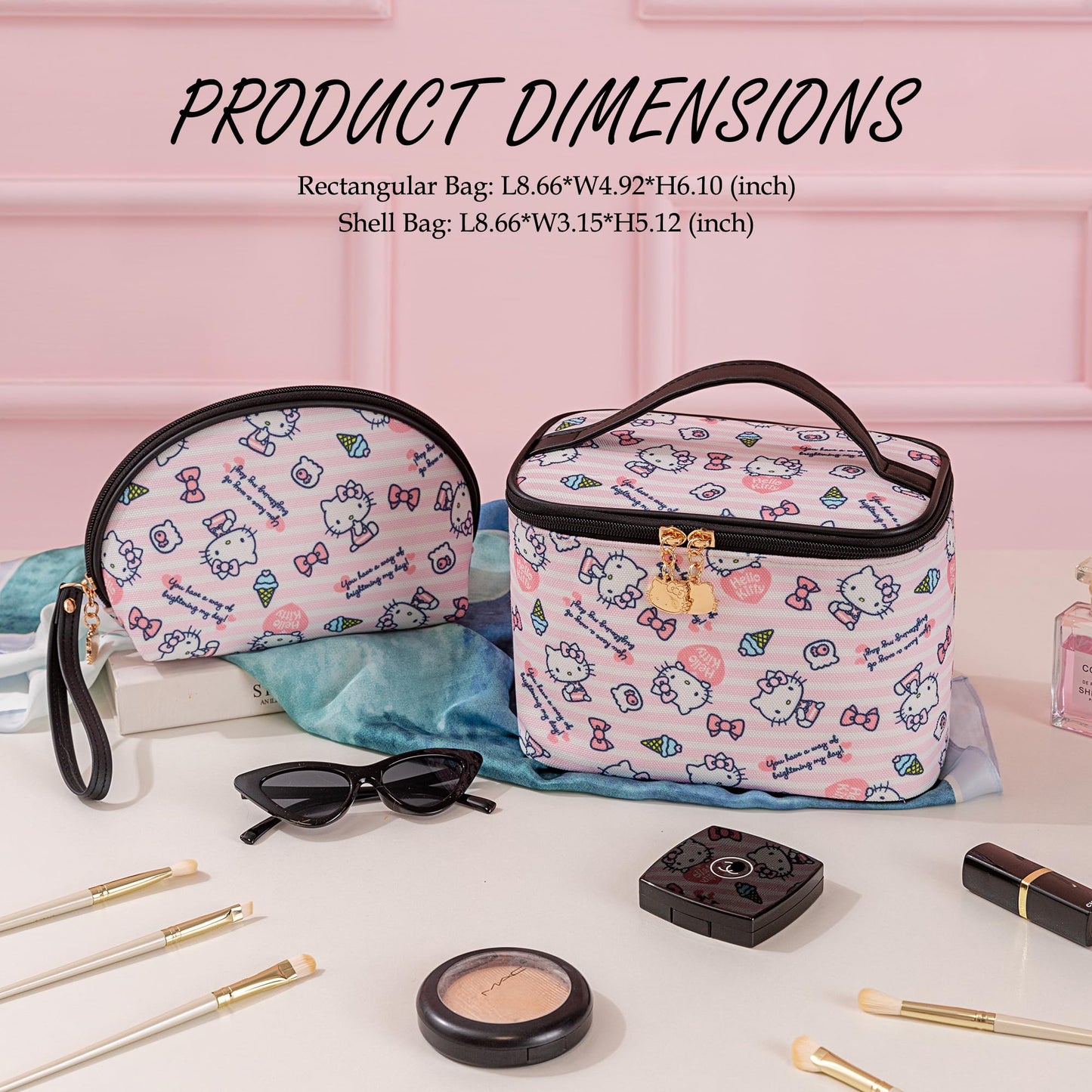 Hello Kitty Make up Bag Travel Cosmetic Bags - Cute Zipper Pouch Case Organizer