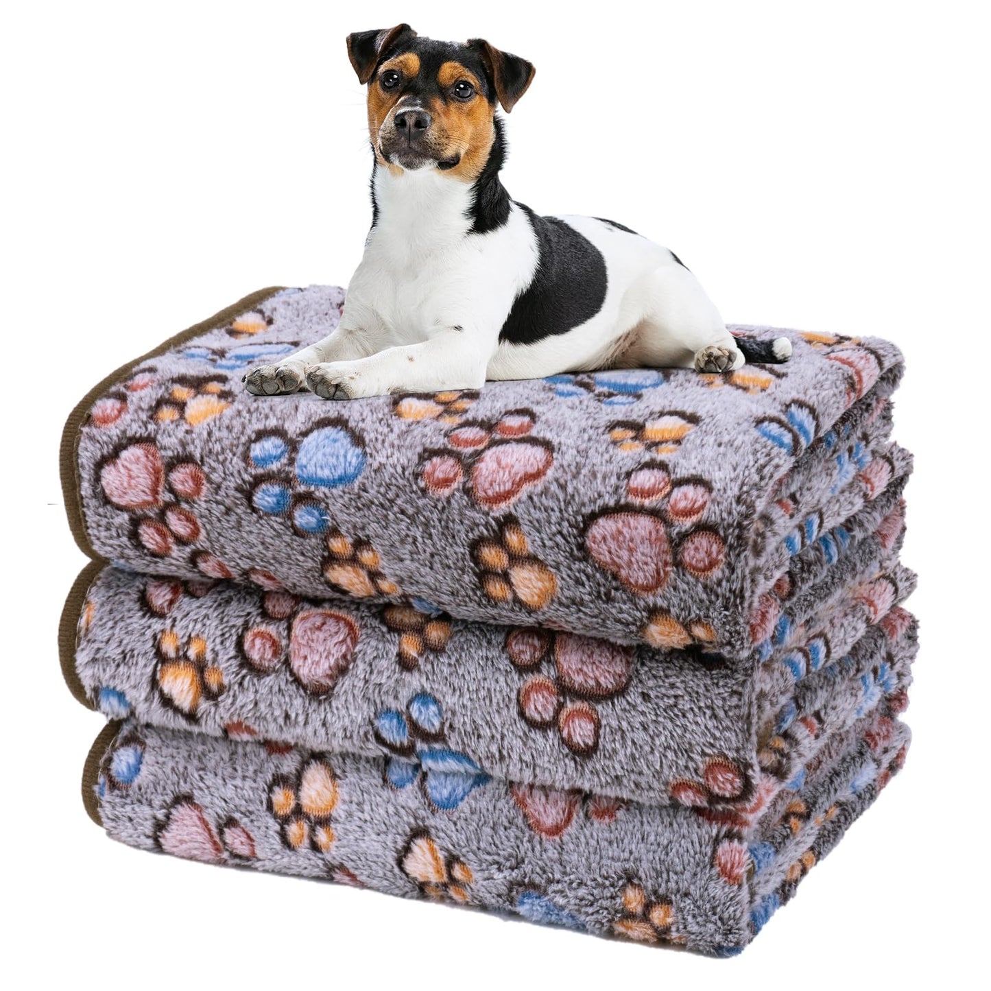 Soft Fluffy Fleece Blanket for Small, Medium and Large Dogs - Paw Print Pink Pet Blanket