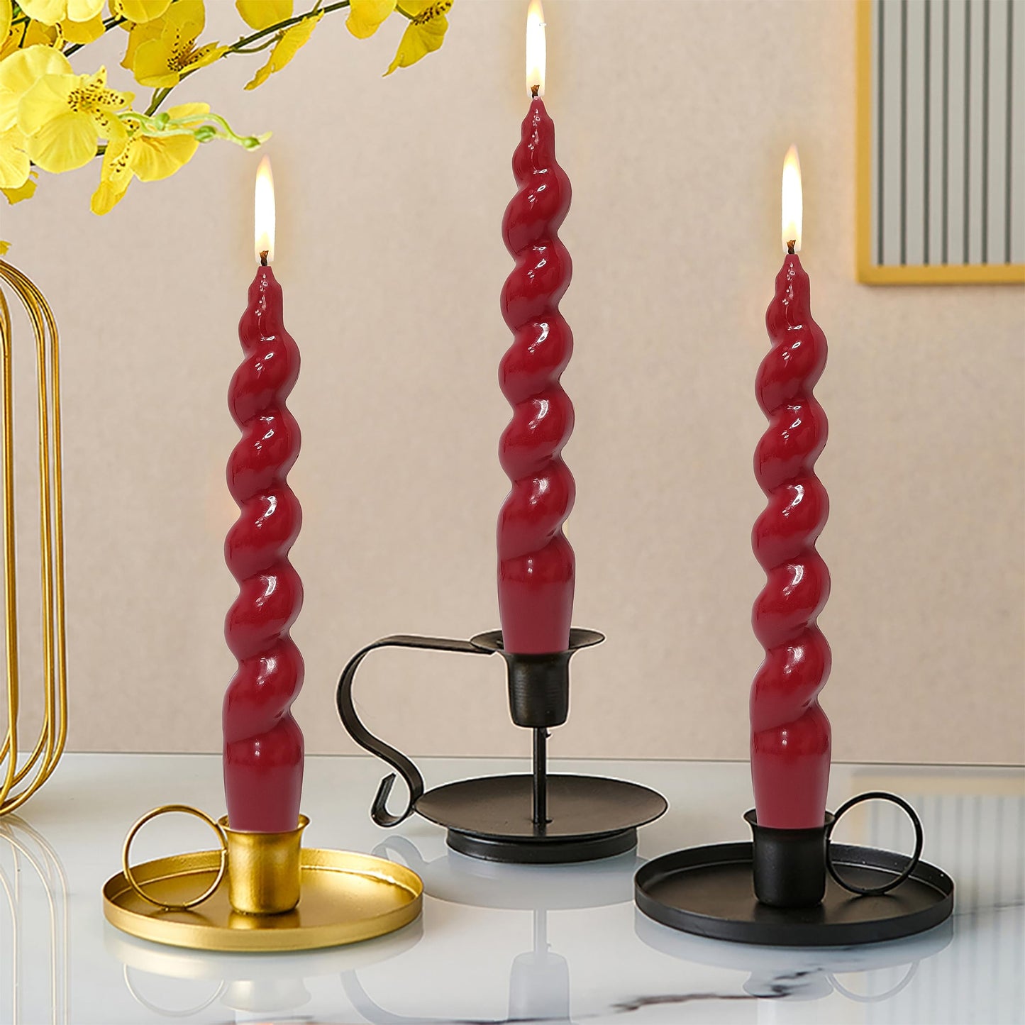 Spiral Taper Candles – Handmade & Unscented (Set of 2) 7.5"