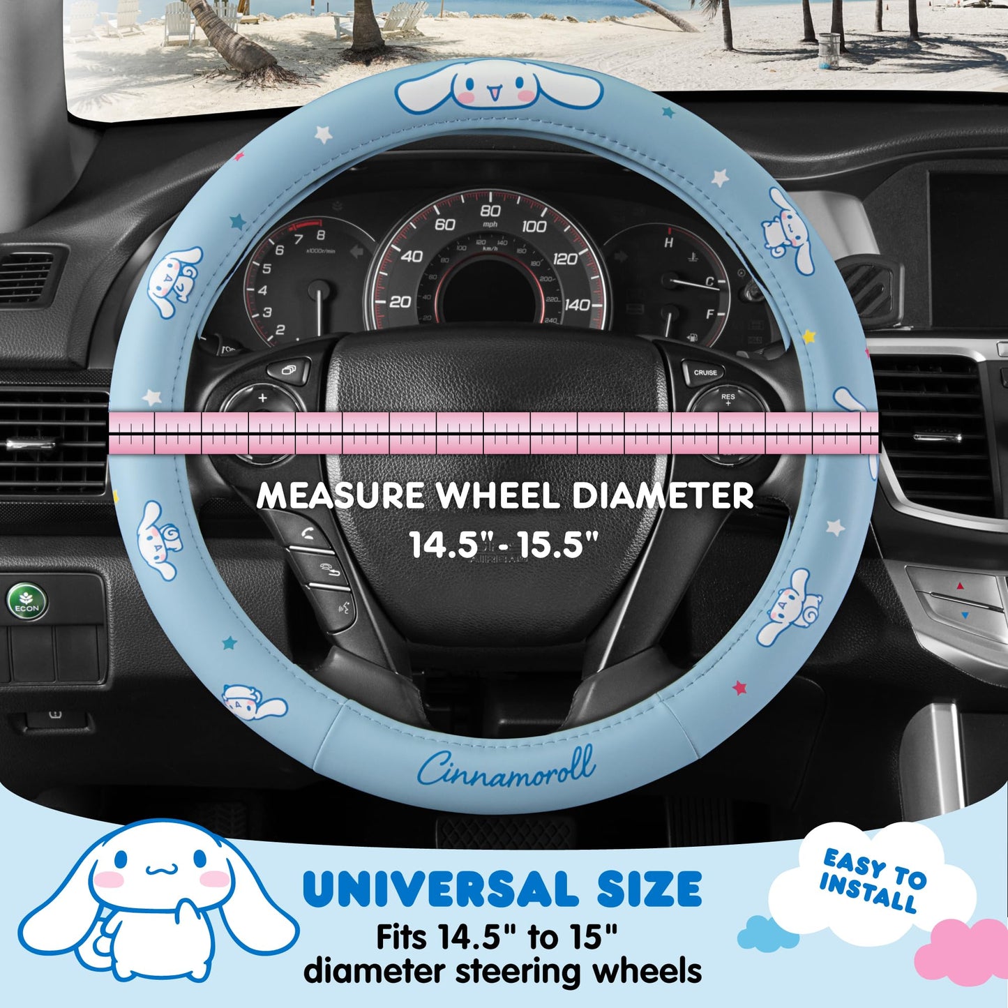 Hello Kitty Steering Wheel Cover, Universal Size 14.5-15