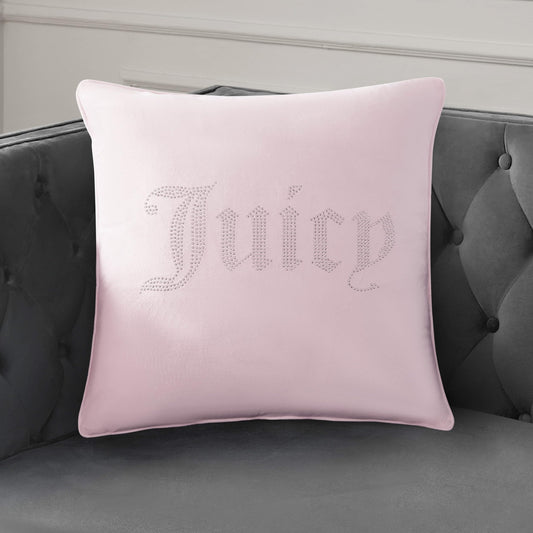 Juicy Couture - Decorative Accent Pillow, Velvet Rhinestone Crown, Premium Reversible Throw Pillow