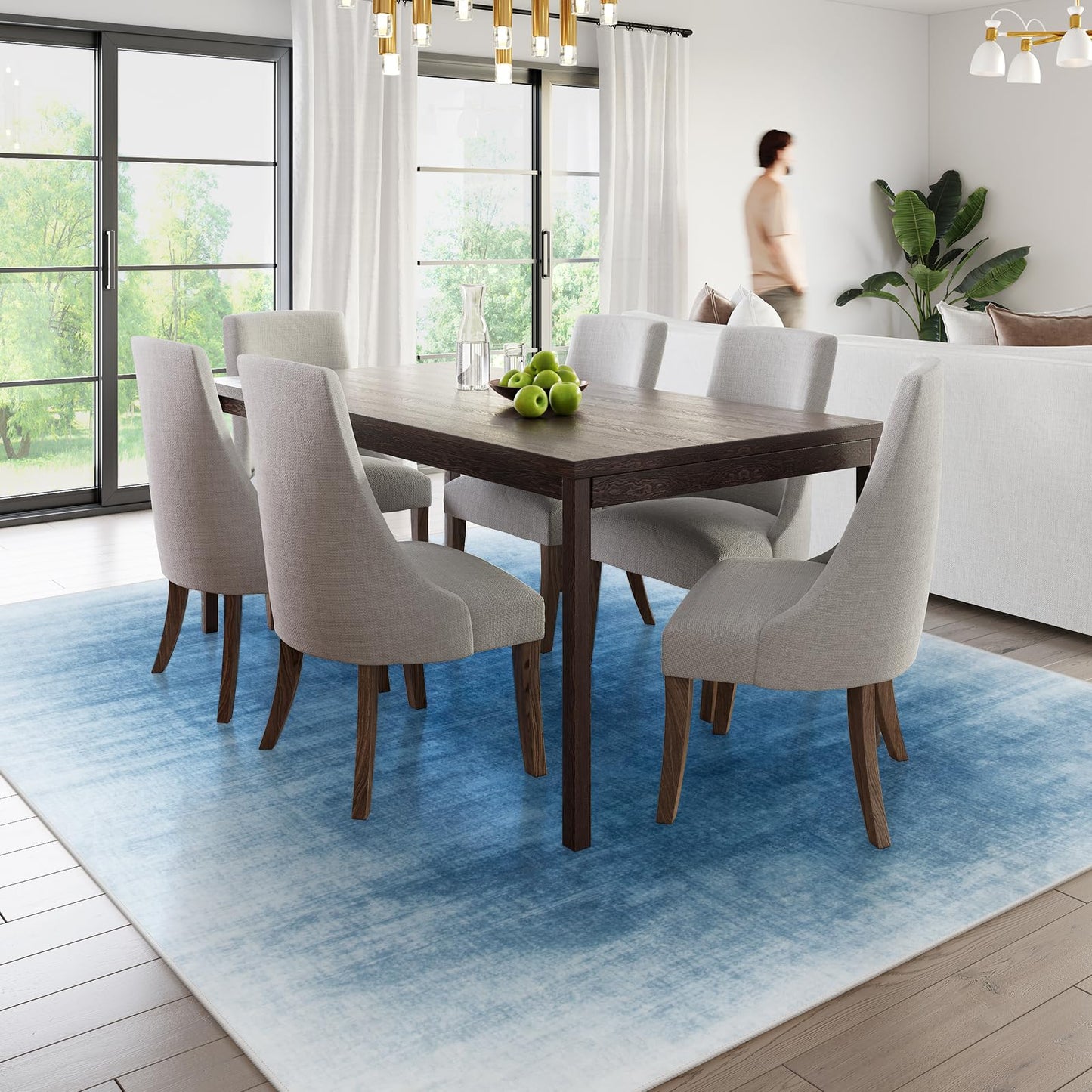 Contemporary Ombre Nursery Rug Washable Non-Slip