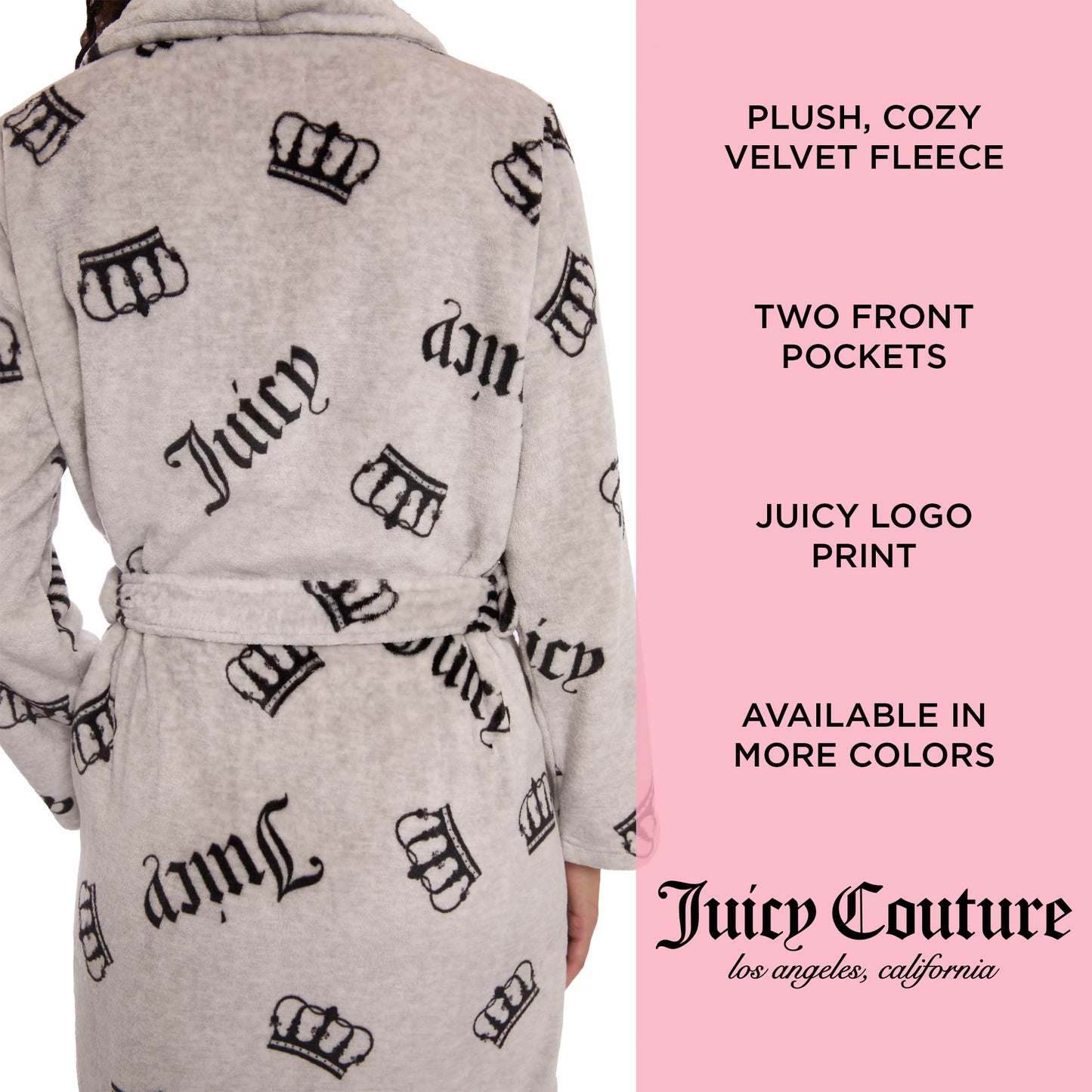 Juicy Couture Women's Super Soft Luxe Plush Shawl Collar Robe