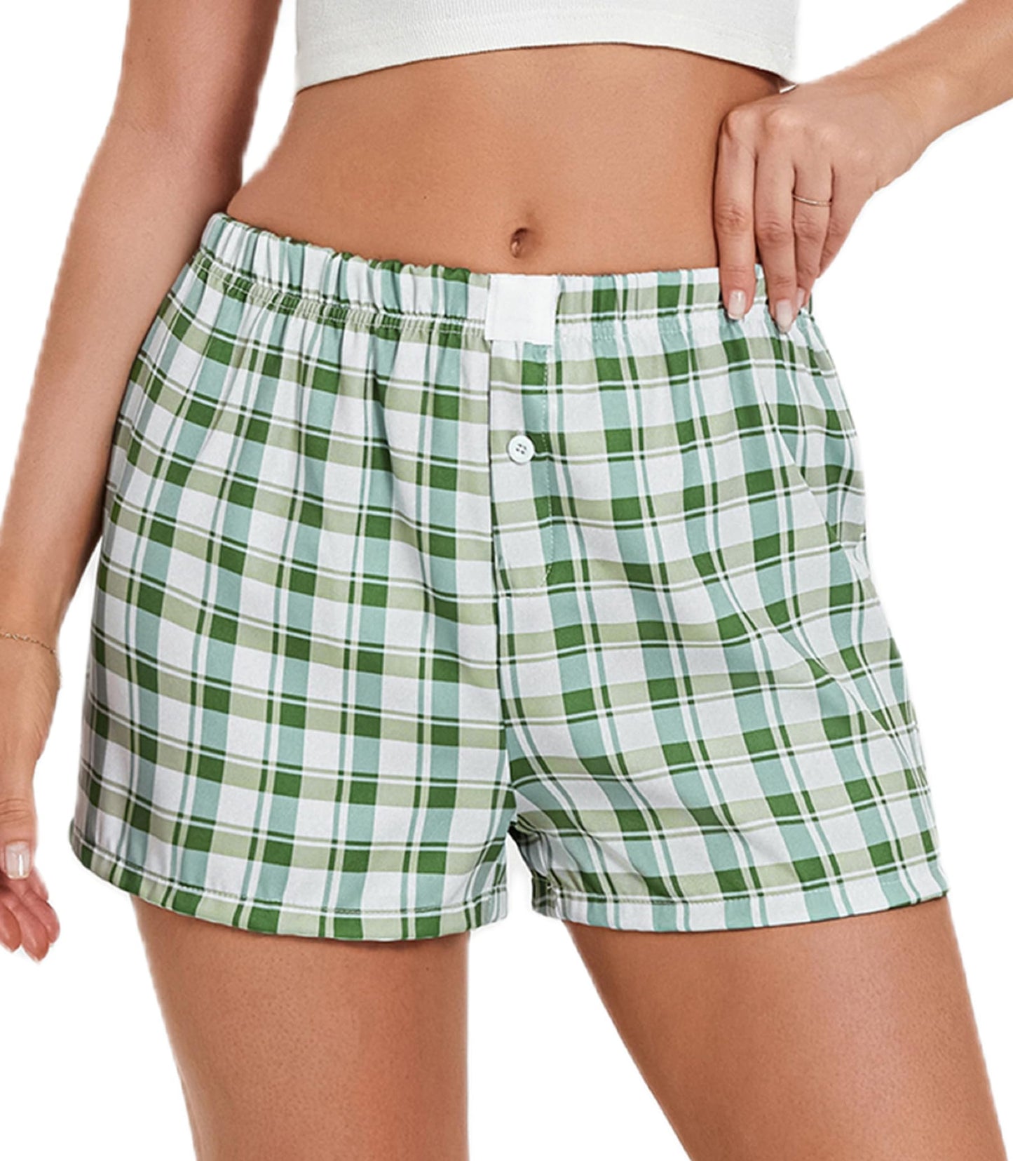 Gingham Cute Pajamas Shorts l Bottoms Elastic Boxers