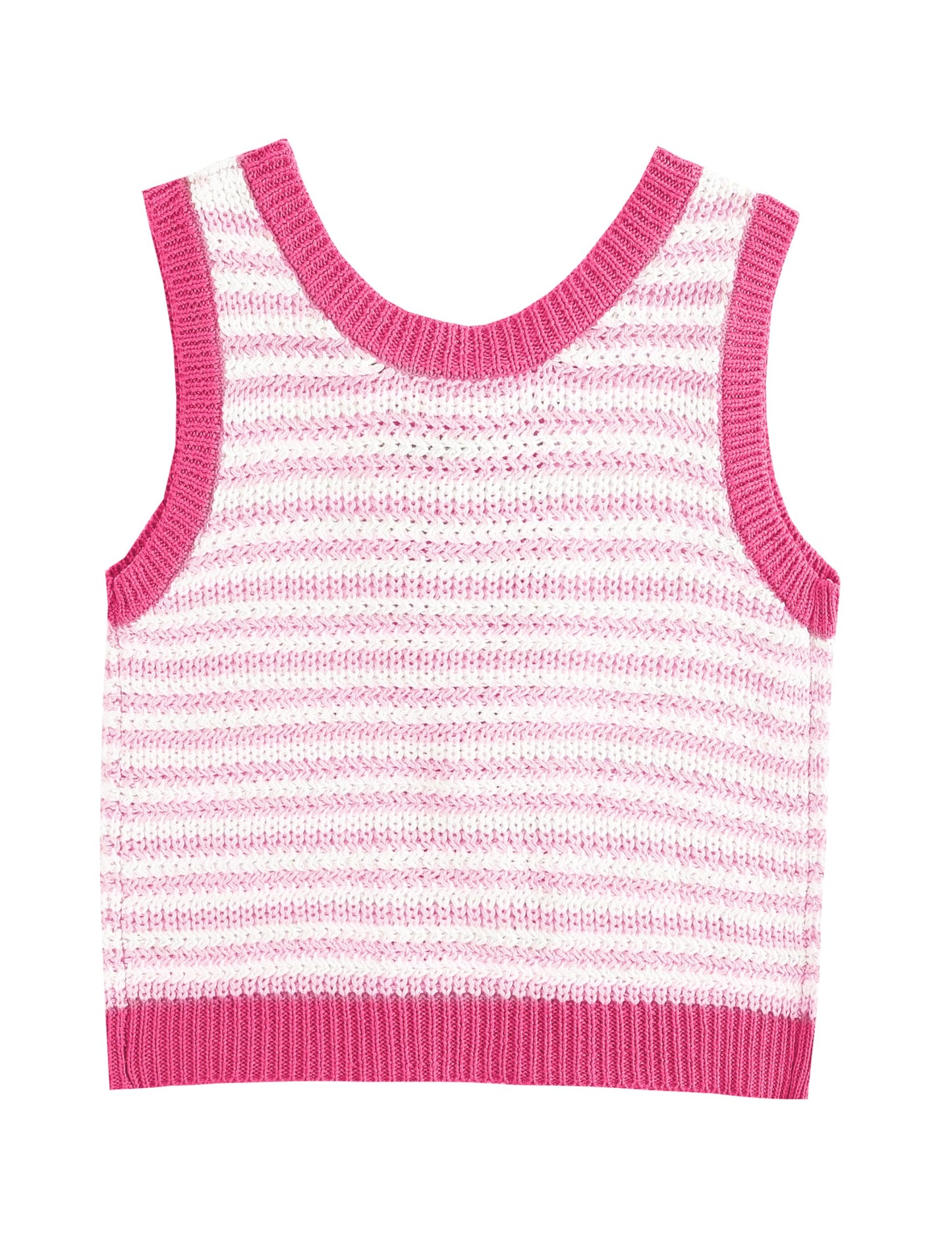 Color Block Tie Back Knit Tank Tops