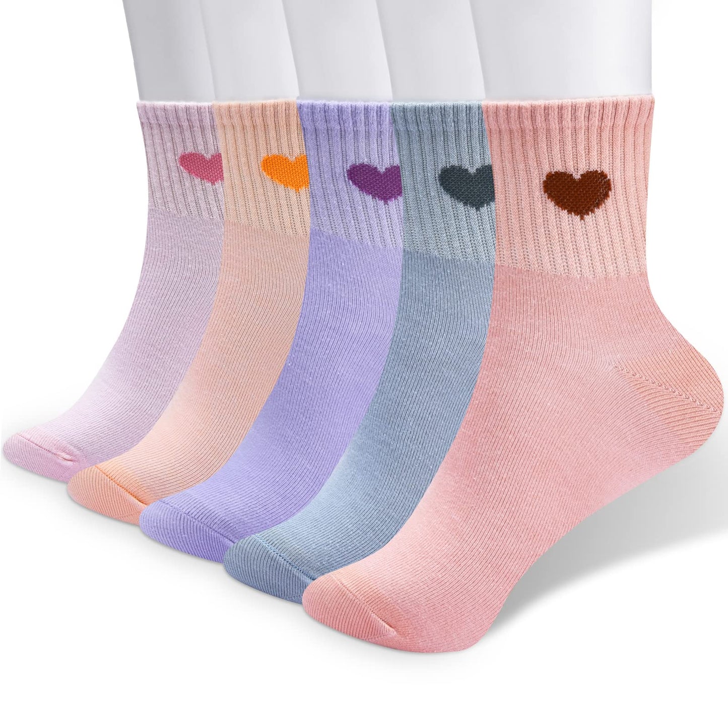 Women's Crew Socks Ankle High Cotton Fun Cute Athletic Running Socks(5-Pairs With Present Box)