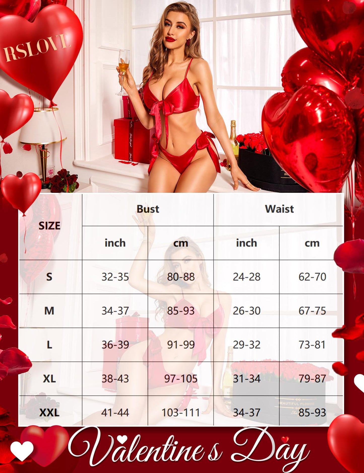 Women Sexy Lingerie Set Satin Bow Tie 2 Piece Bra and Panty Sets