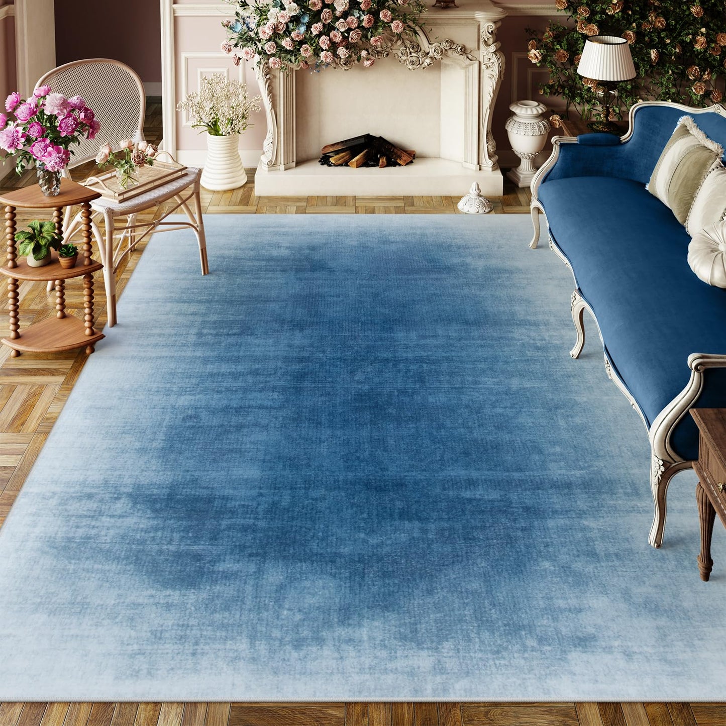 Contemporary Ombre Nursery Rug Washable Non-Slip