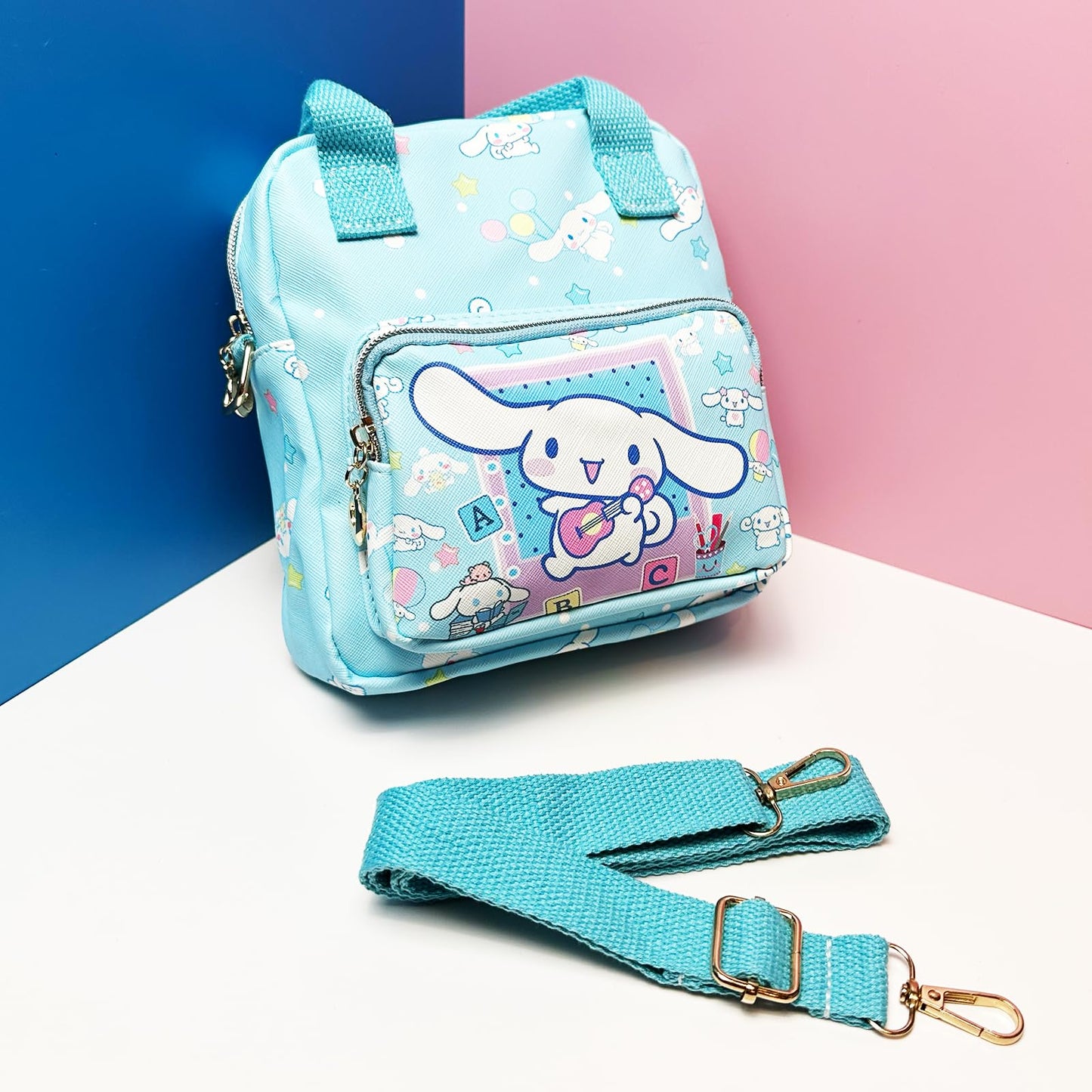 Kawaii Kitty PU Crossbody Bag with Handles Adjustable Shoulder Strap and Bracelet, Handbag with Zipper, Wallet Purse