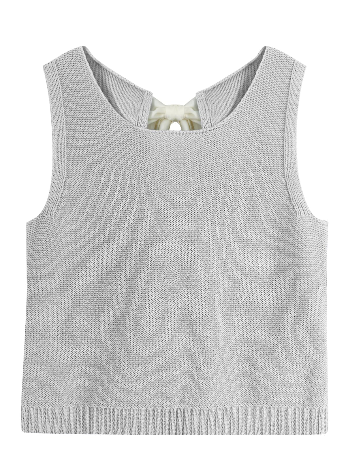 Loose Tank Tops Open Back Bow Tie Knit Sleeveless Sweater Vest