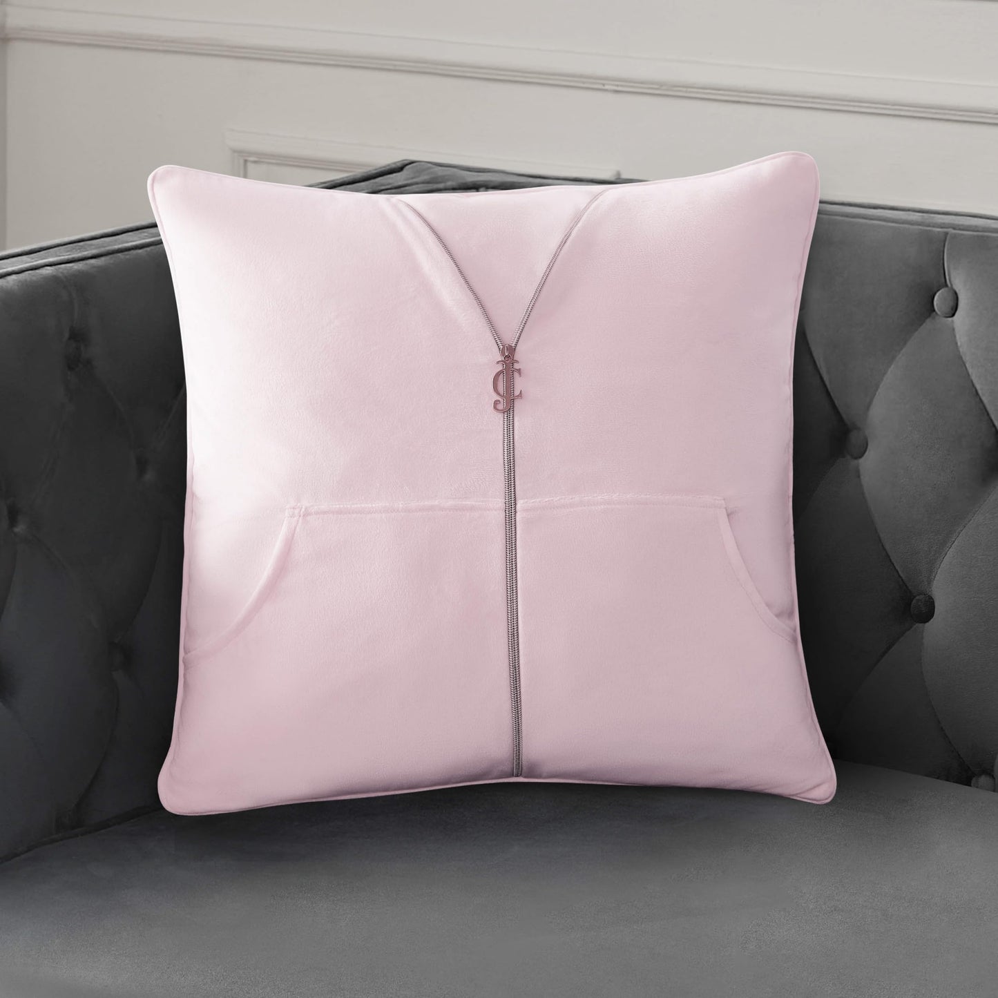 Juicy Couture - Decorative Accent Pillow, Velvet Rhinestone Crown, Premium Reversible Throw Pillow