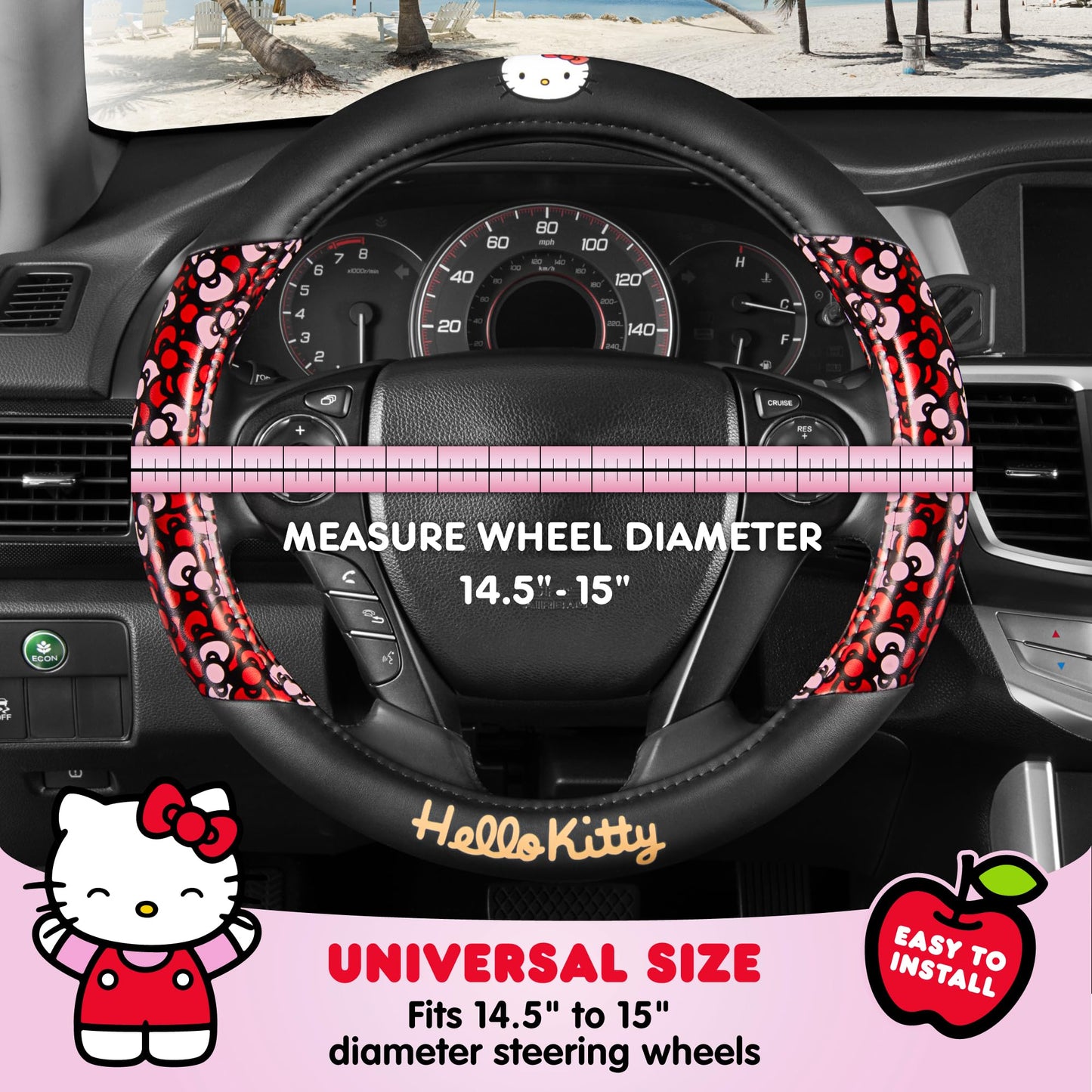 Hello Kitty Steering Wheel Cover, Universal Size 14.5-15