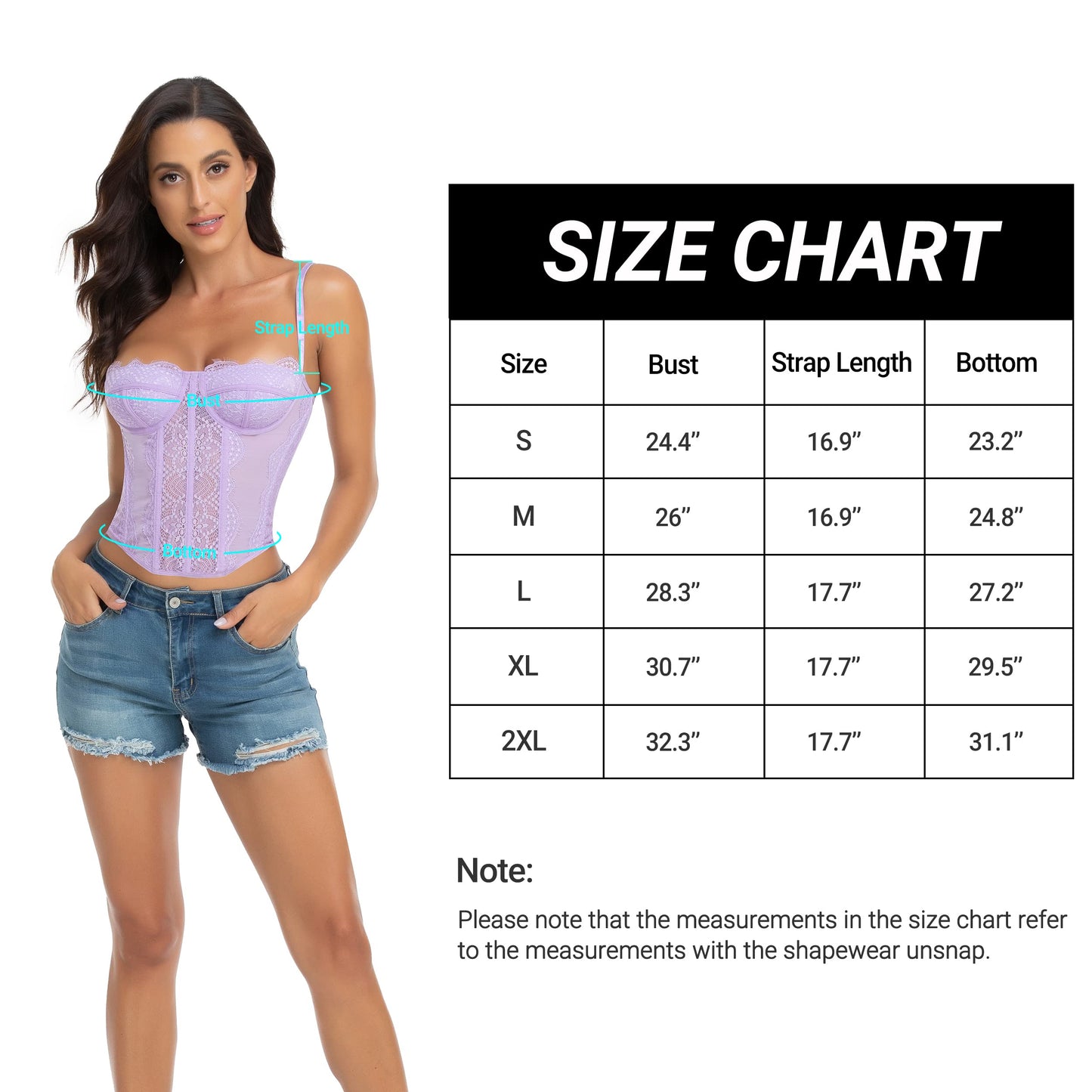 Lace Bustier Corset Tops for Women - Sexy Going Out Party Club Top with Buckle