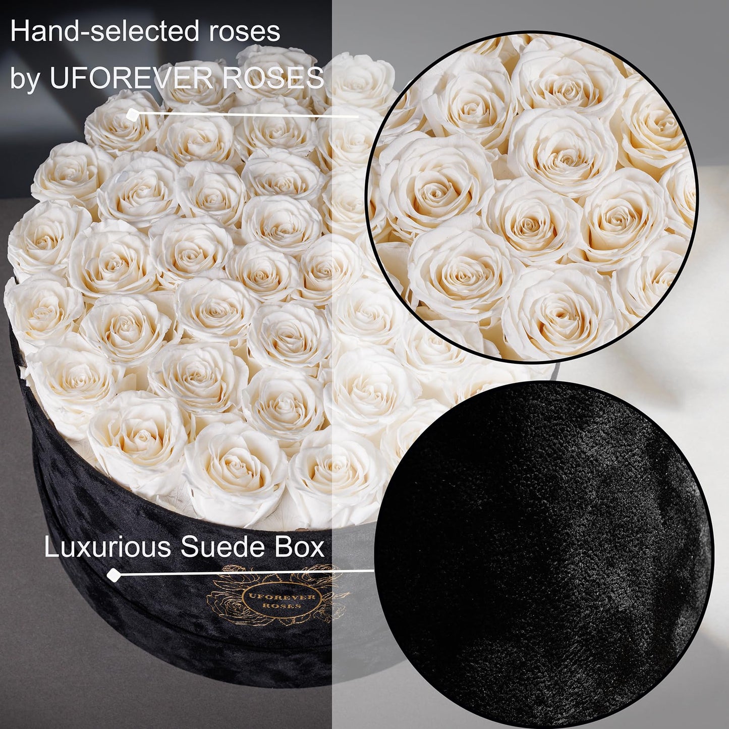 Pieces Preserved Roses in Suede Box, 40 PCS