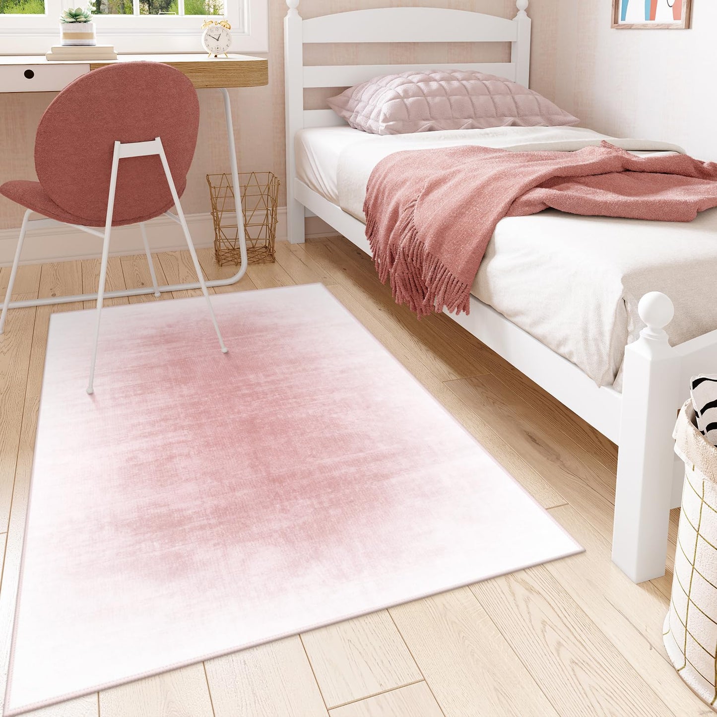 Contemporary Ombre Nursery Rug Washable Non-Slip