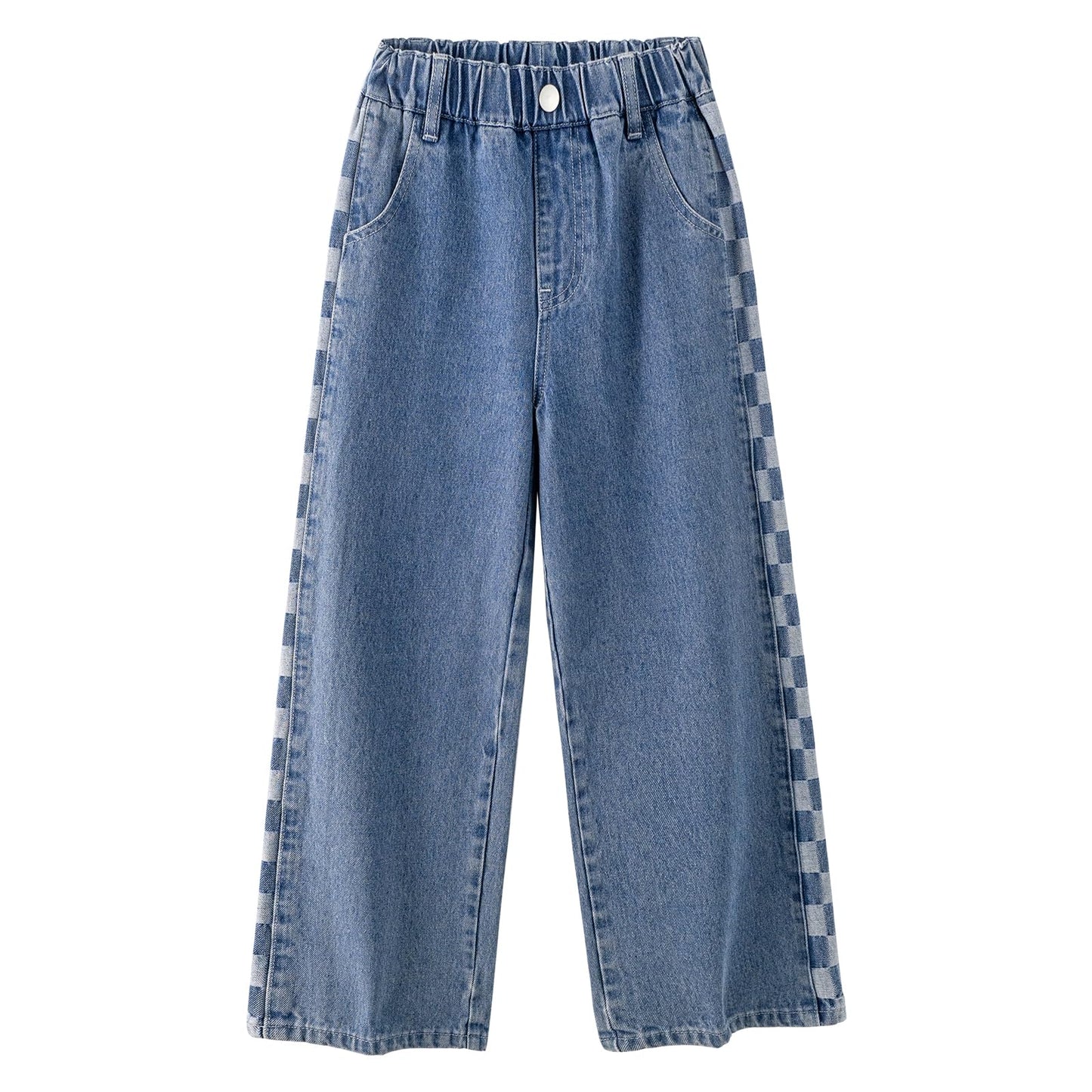 Girls Jeans Denim Elastic Wasit Wide Leg Baggy Pants