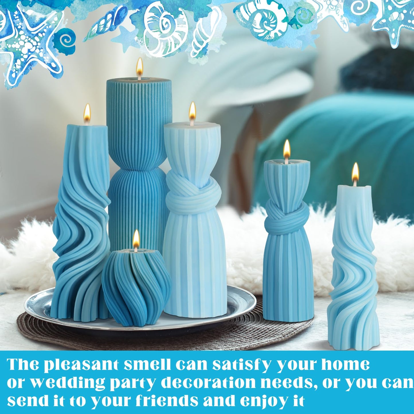 Modern Pillar Candles Ribbed Decorative Candle - Scented Ribbed Decor for Home