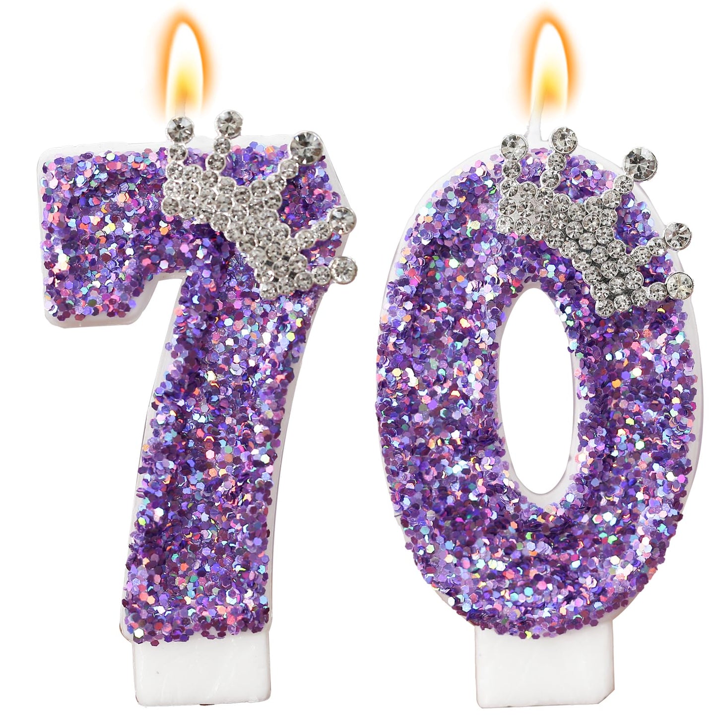 Glitter Birthday Number Candles, Crown Birthday Candles for Cake