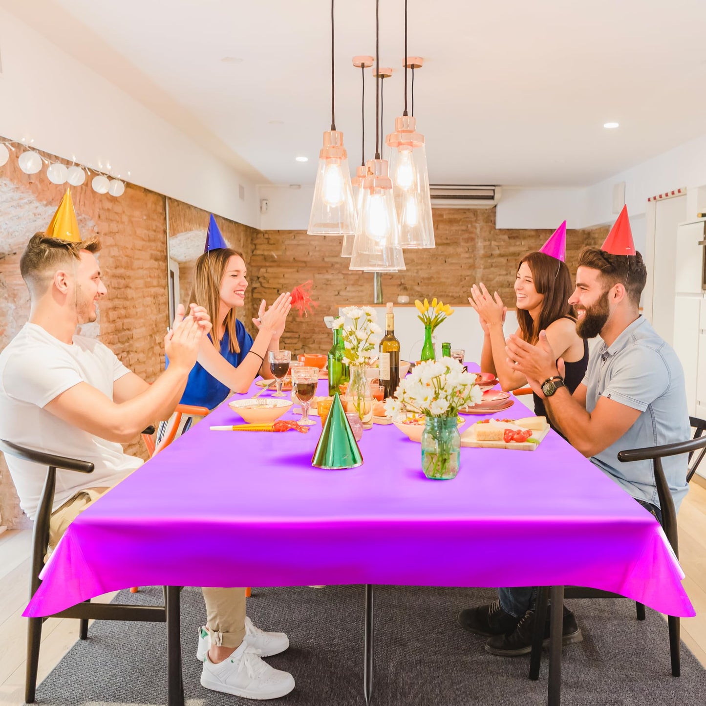 Pink Iridescent Holographic Tablecloth – 40" x 108" Shiny Plastic Cover for Parties and Events