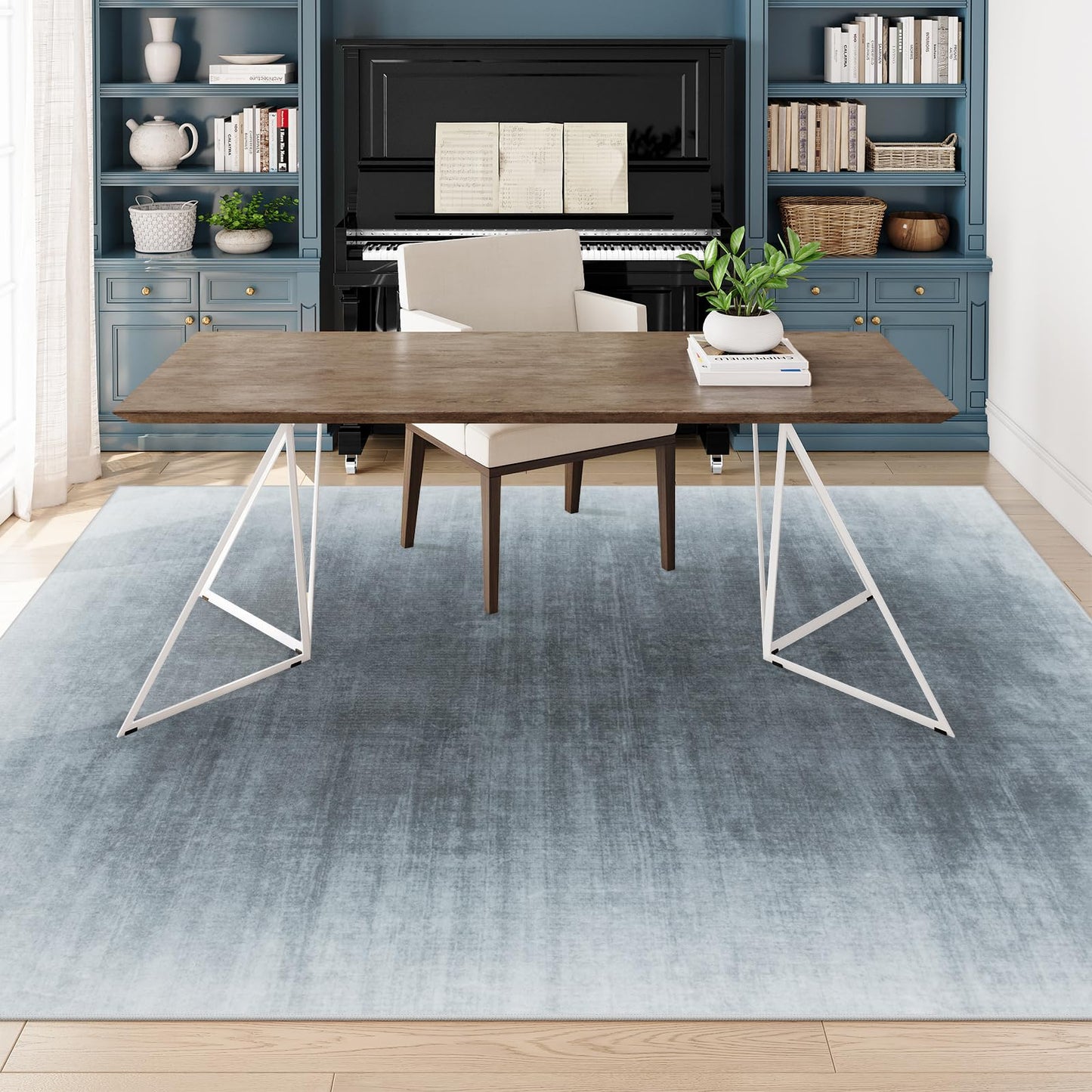 Contemporary Ombre Nursery Rug Washable Non-Slip