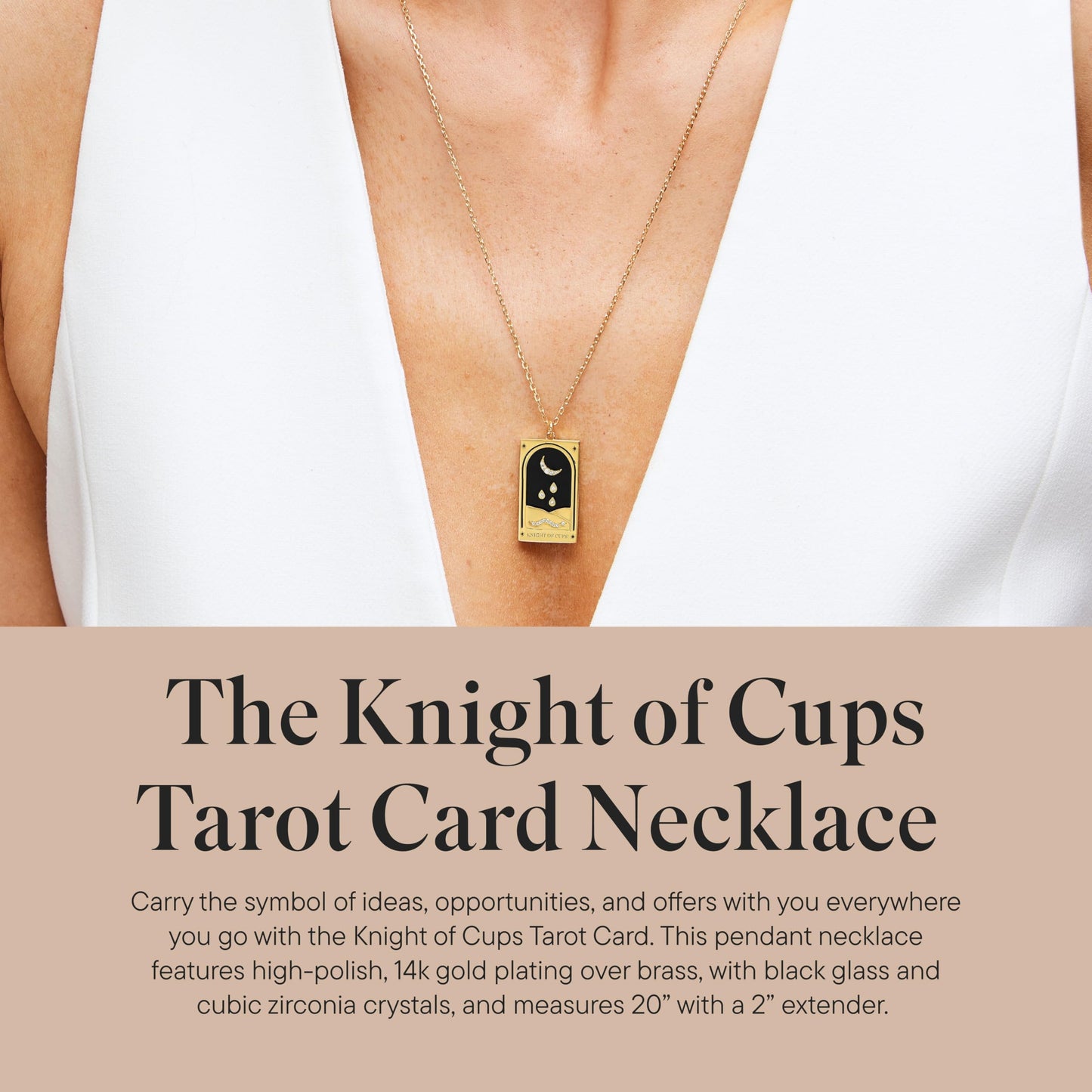 Tarot Card Pendant Necklace - Gold Chain Necklace for Women - 14k Gold Plating