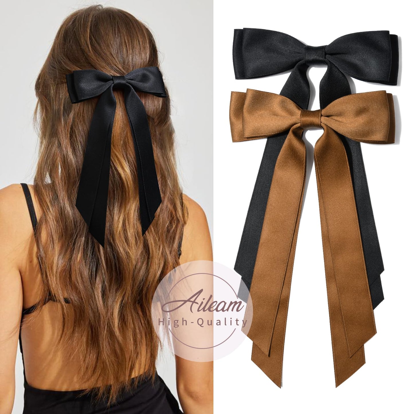 Silky Satin 2PCS Hair Bows Hair Clip - Holder Accessories Slides Metal Clips Hair Bow