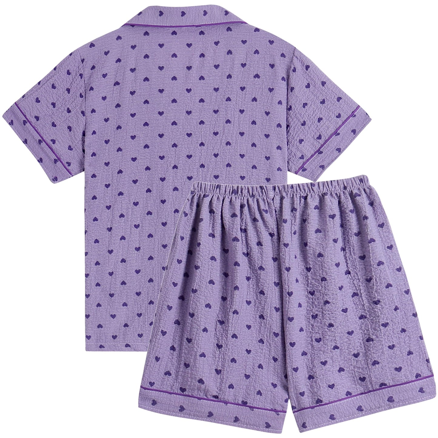 Girls Button Down Sleepwear Short Sleeve With Shorts 2PCS Pajama Sets