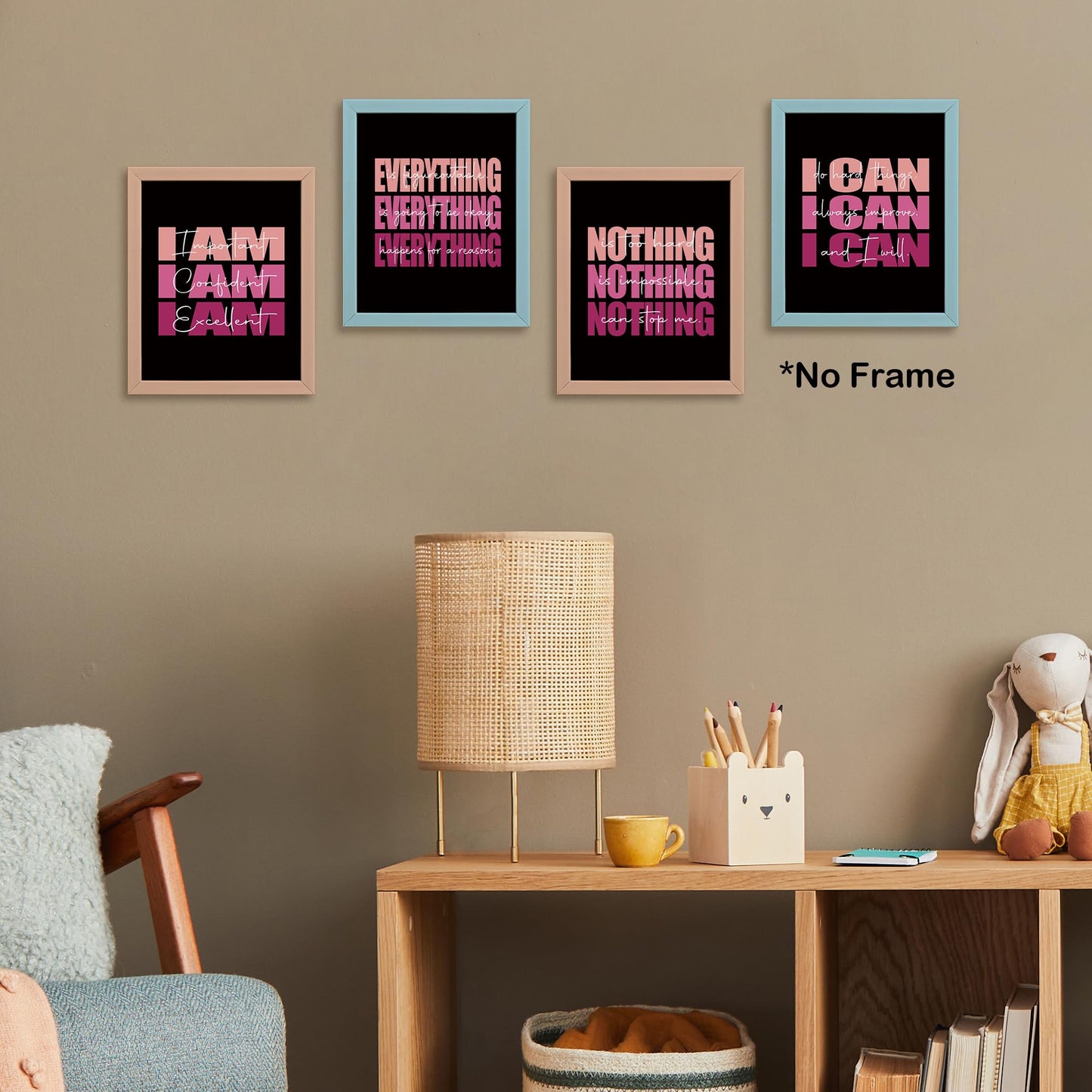 Set of 4 Inspirational Posters – Motivational Wall Art for Teen Girls & Women (8x10)