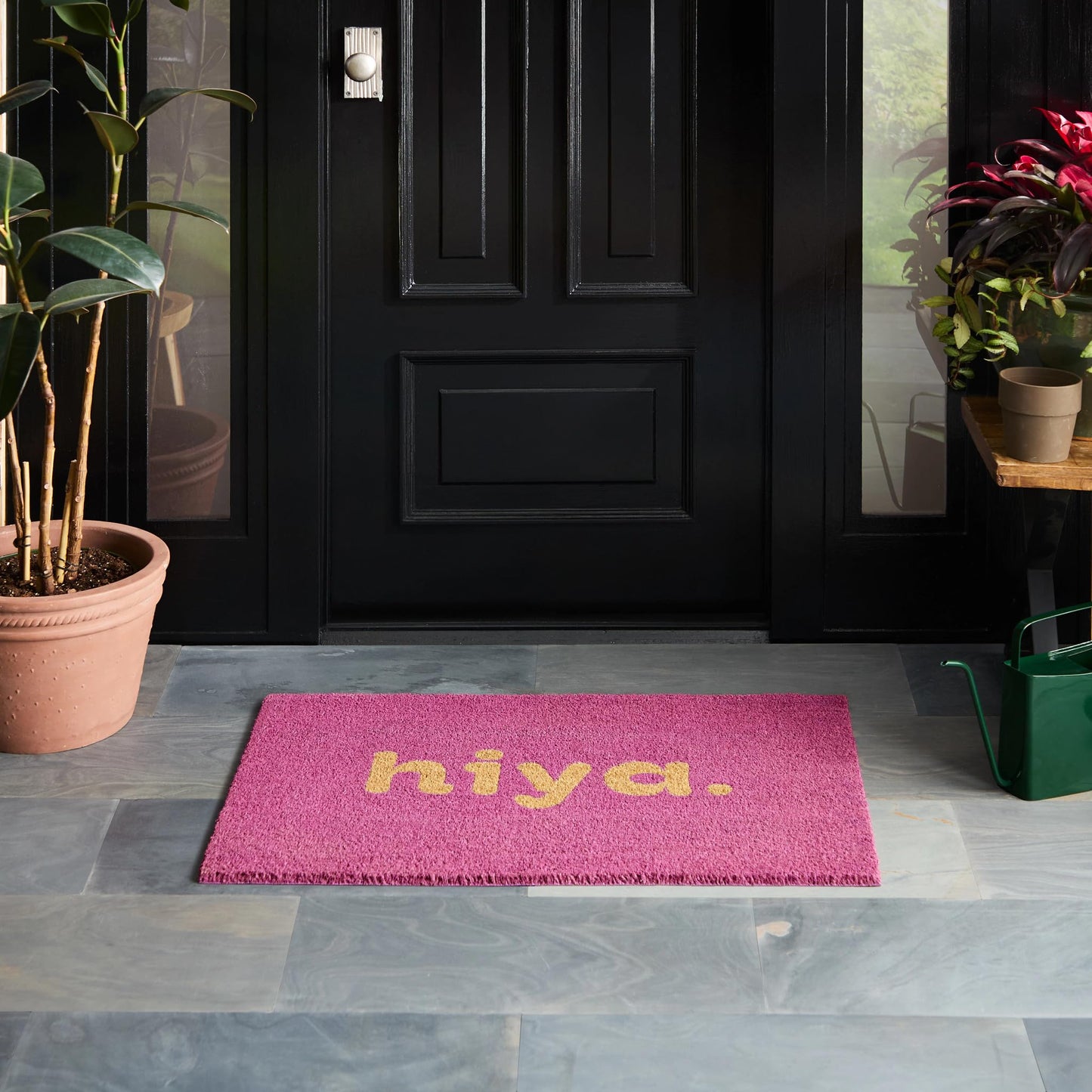 Hiya Painted Welcome Door Mat - Heavyweight Non-Slip Mat, 24"x36"