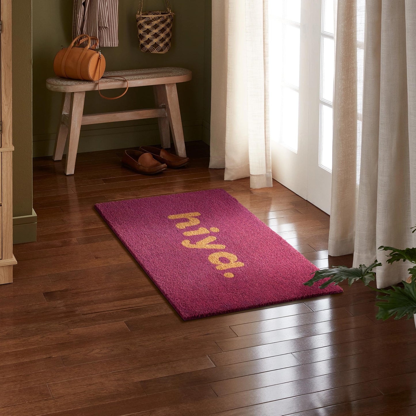 Hiya Painted Welcome Door Mat - Heavyweight Non-Slip Mat, 24"x36"