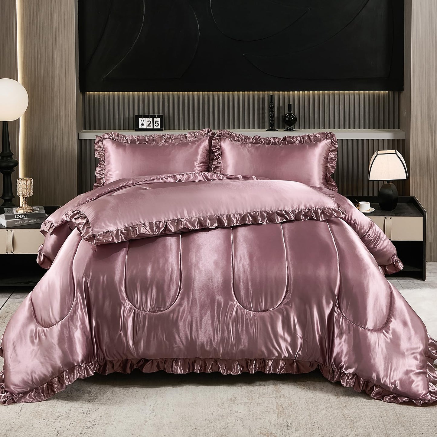 Comforter Silk Beddings - Luxury Silky Body Pillow Cover Ruffle