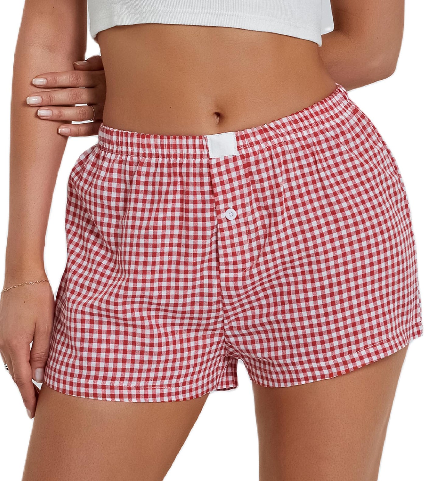 Gingham Cute Pajamas Shorts l Bottoms Elastic Boxers