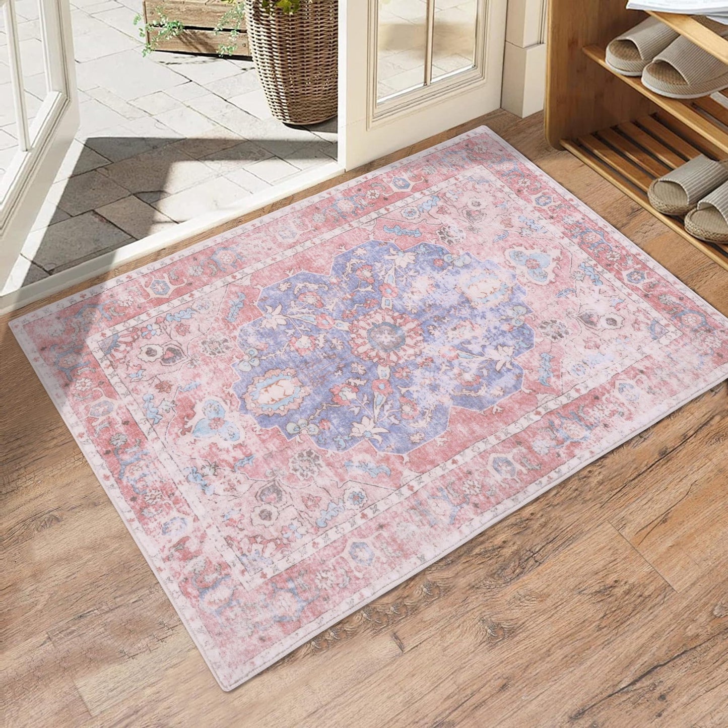 Vintage Floral Honeycomb Non Slip Area Rug