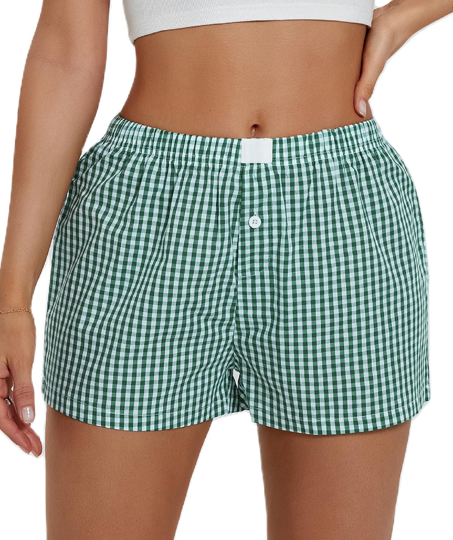 Gingham Cute Pajamas Shorts l Bottoms Elastic Boxers