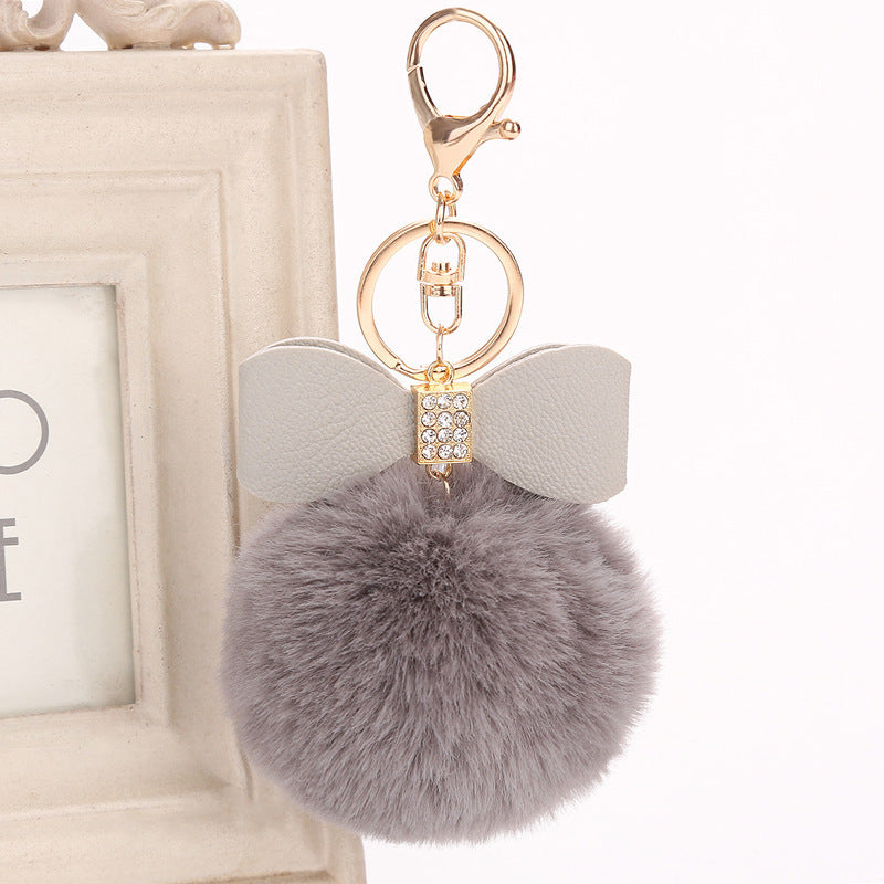 Fashion Fluffy Ball & Bow Keychain