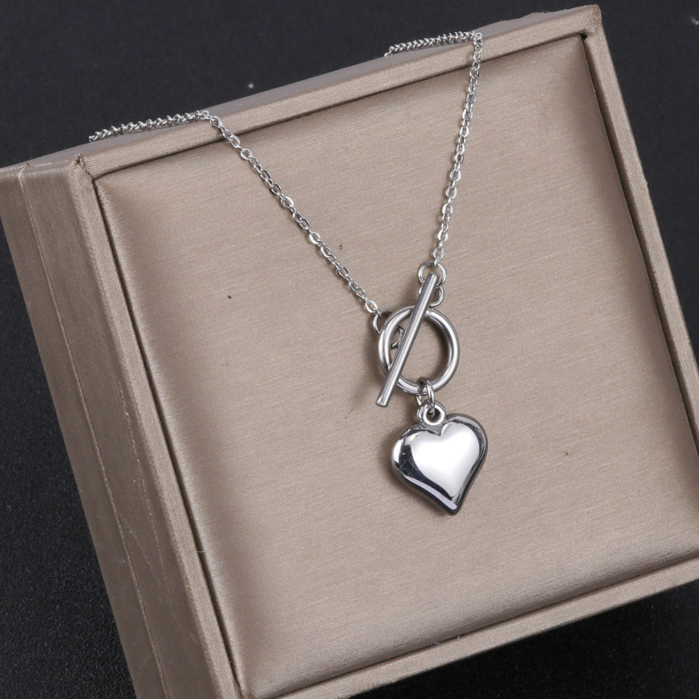 Stainless Steel OT Buckle Heart Necklace Ornament