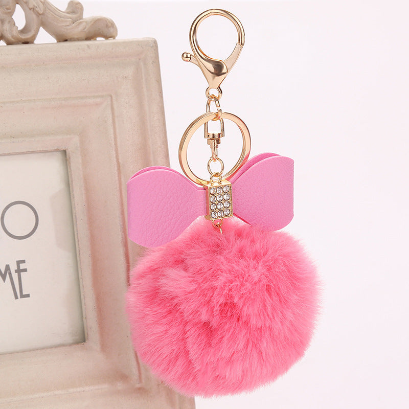 Fashion Fluffy Ball & Bow Keychain