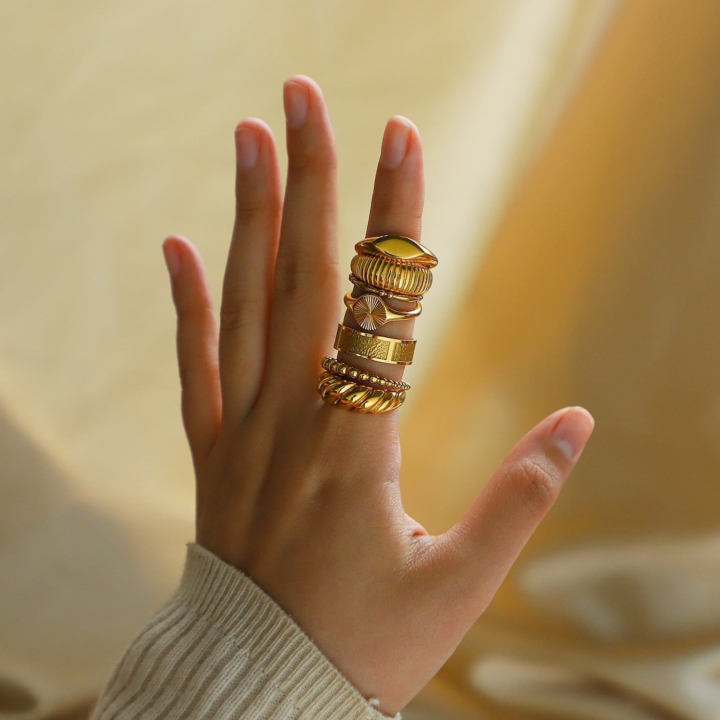 Gold Plated Stainless Steel Chunky Ring