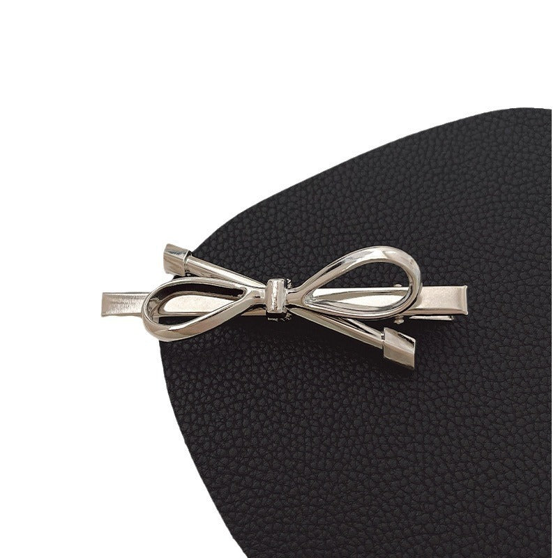 Silver Bow Barrettes Women